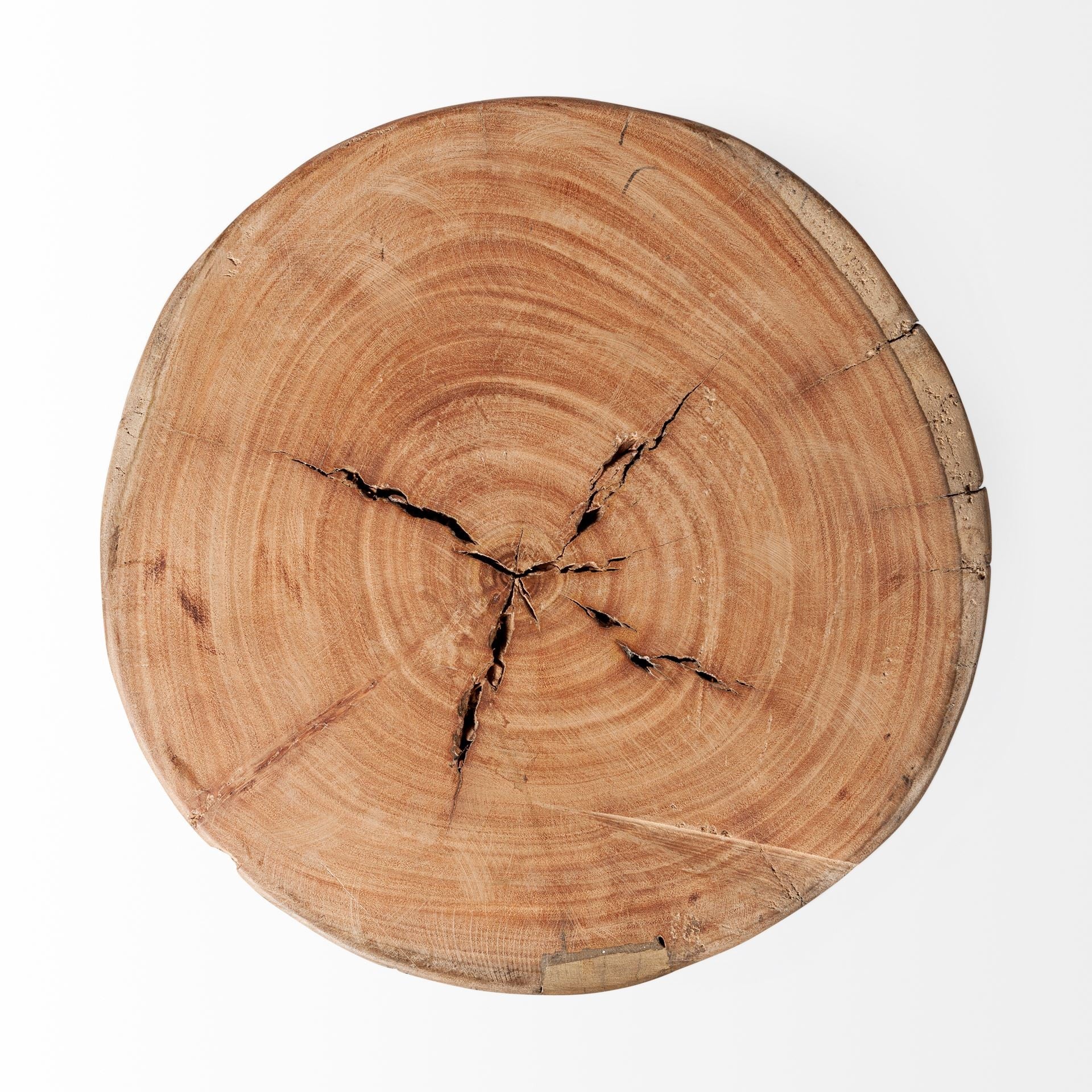 15" Dark Brown And Brown Distressed Reclaimed Wood Round End Table - Living Room