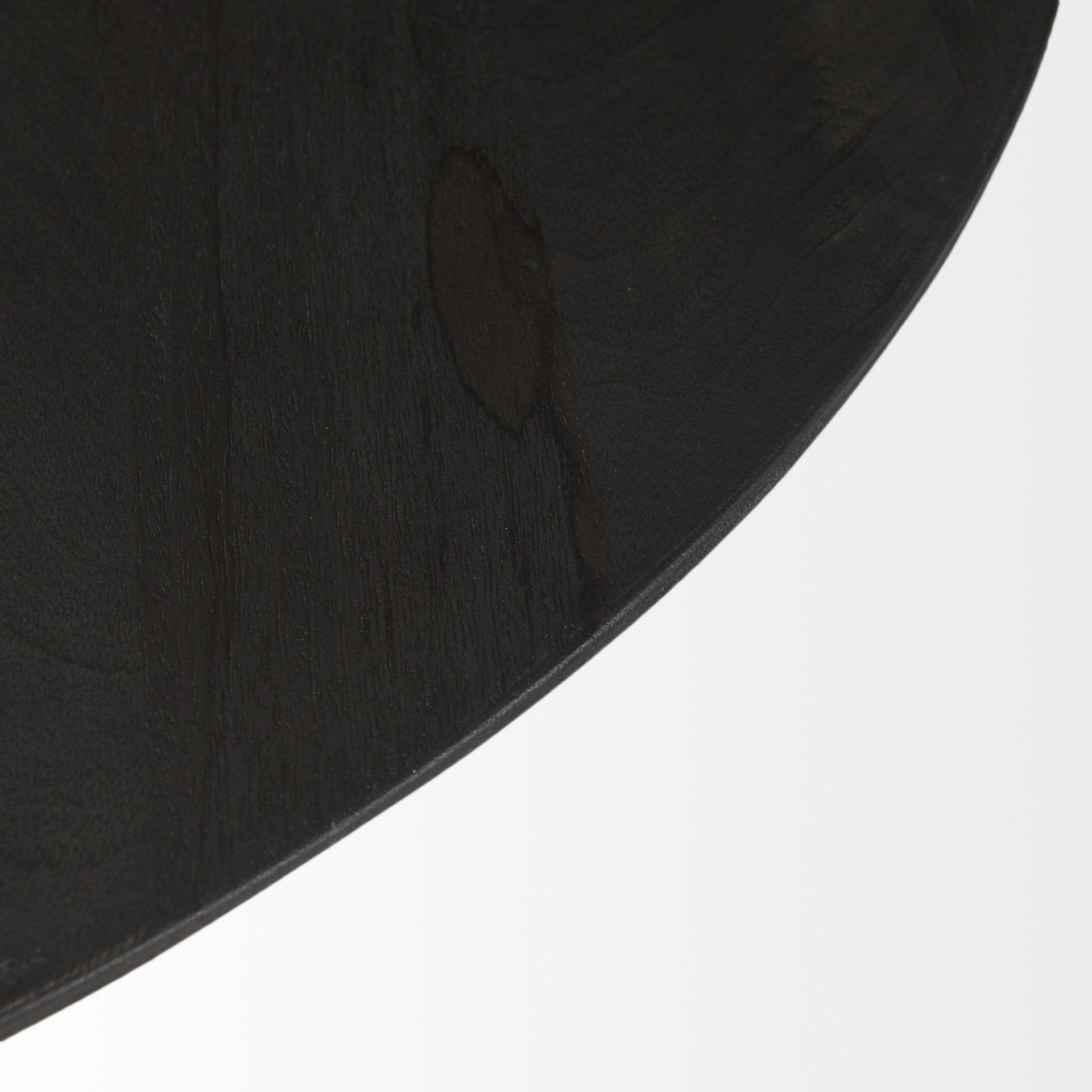 32" Dark Brown and Black Solid Wood and Iron Round Pedestal Coffee Table - Living Room