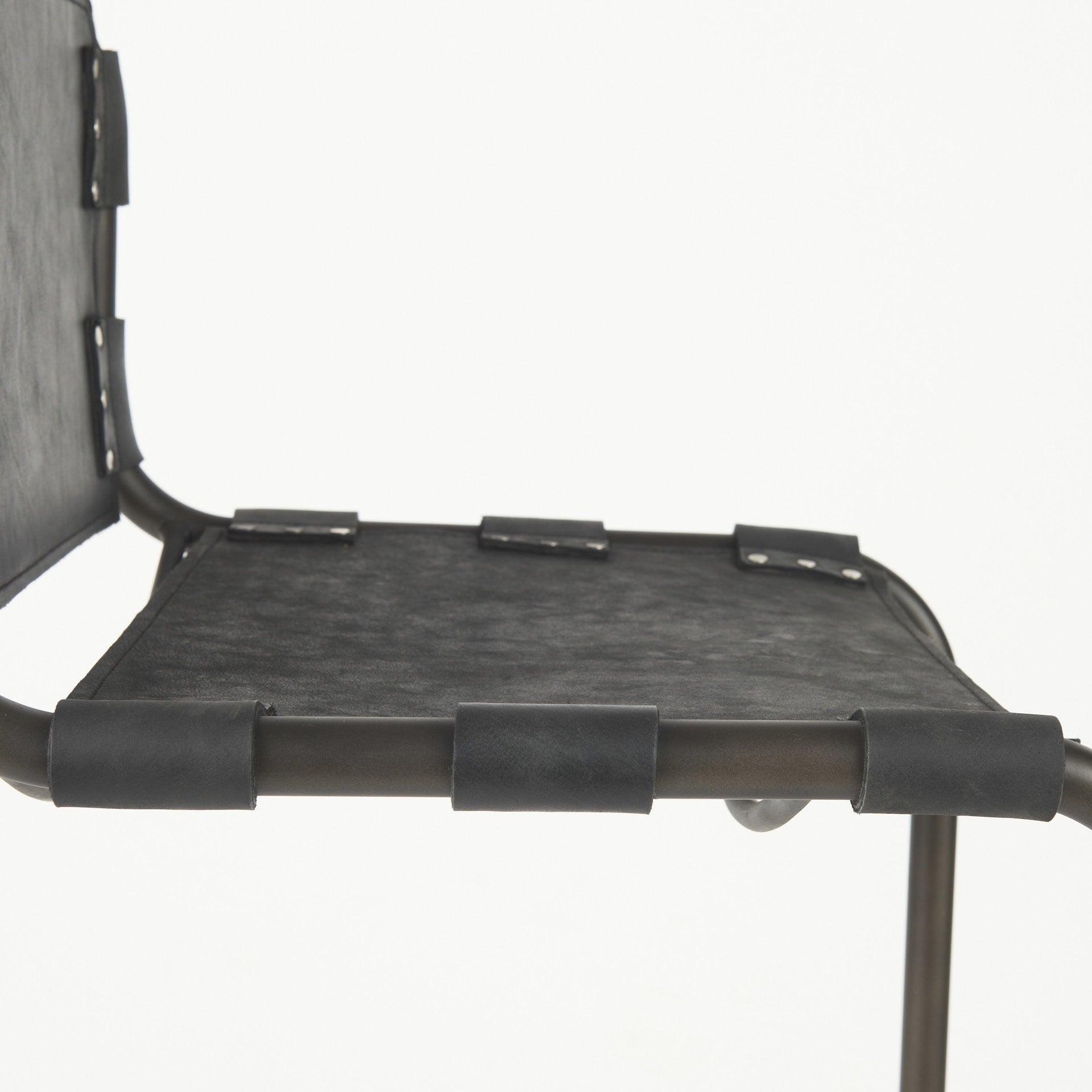30" Black And Gray Leather And Iron Bar Height Bar Chair - Living Room