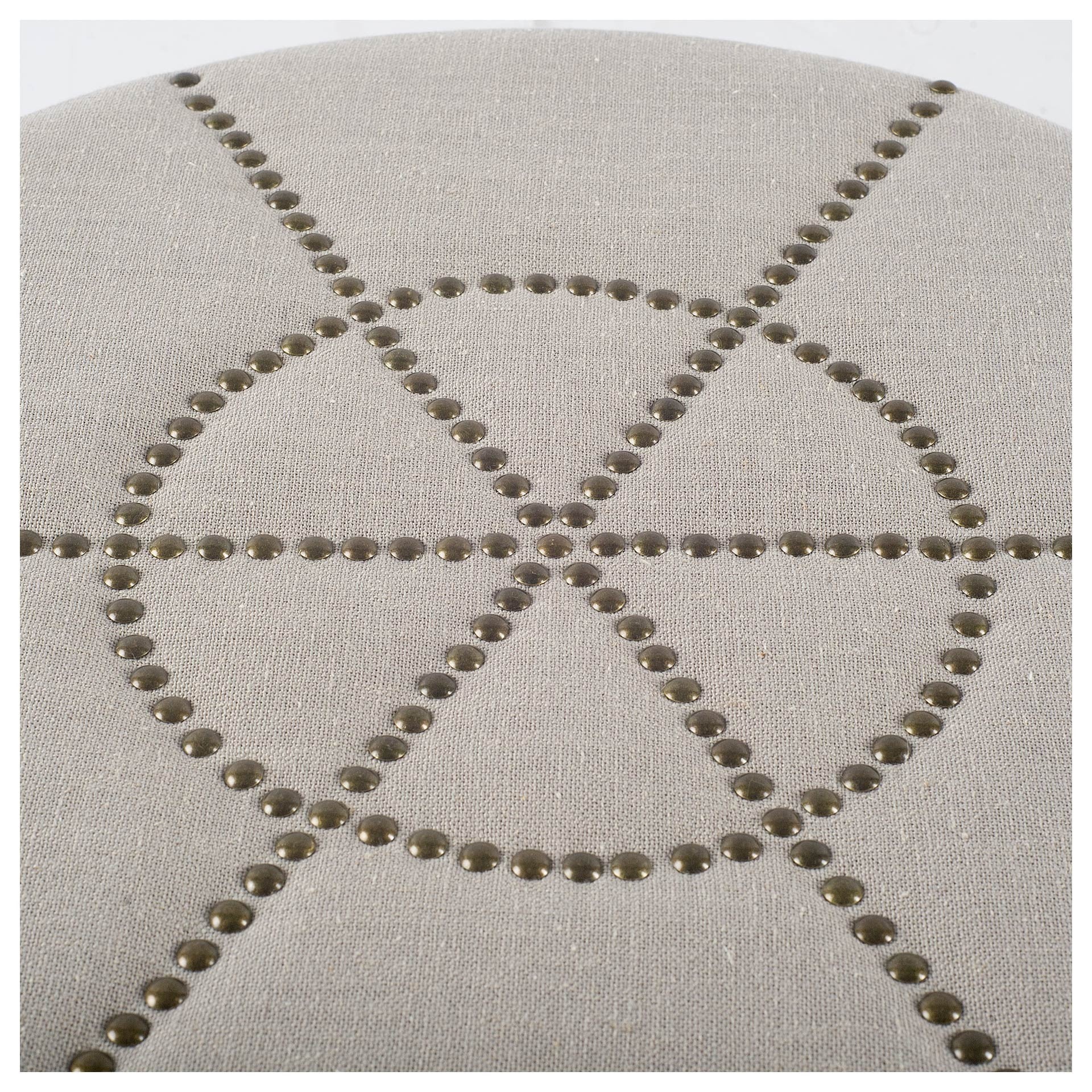 20" Cream Fabric Tufted Round Footstool - Living Room