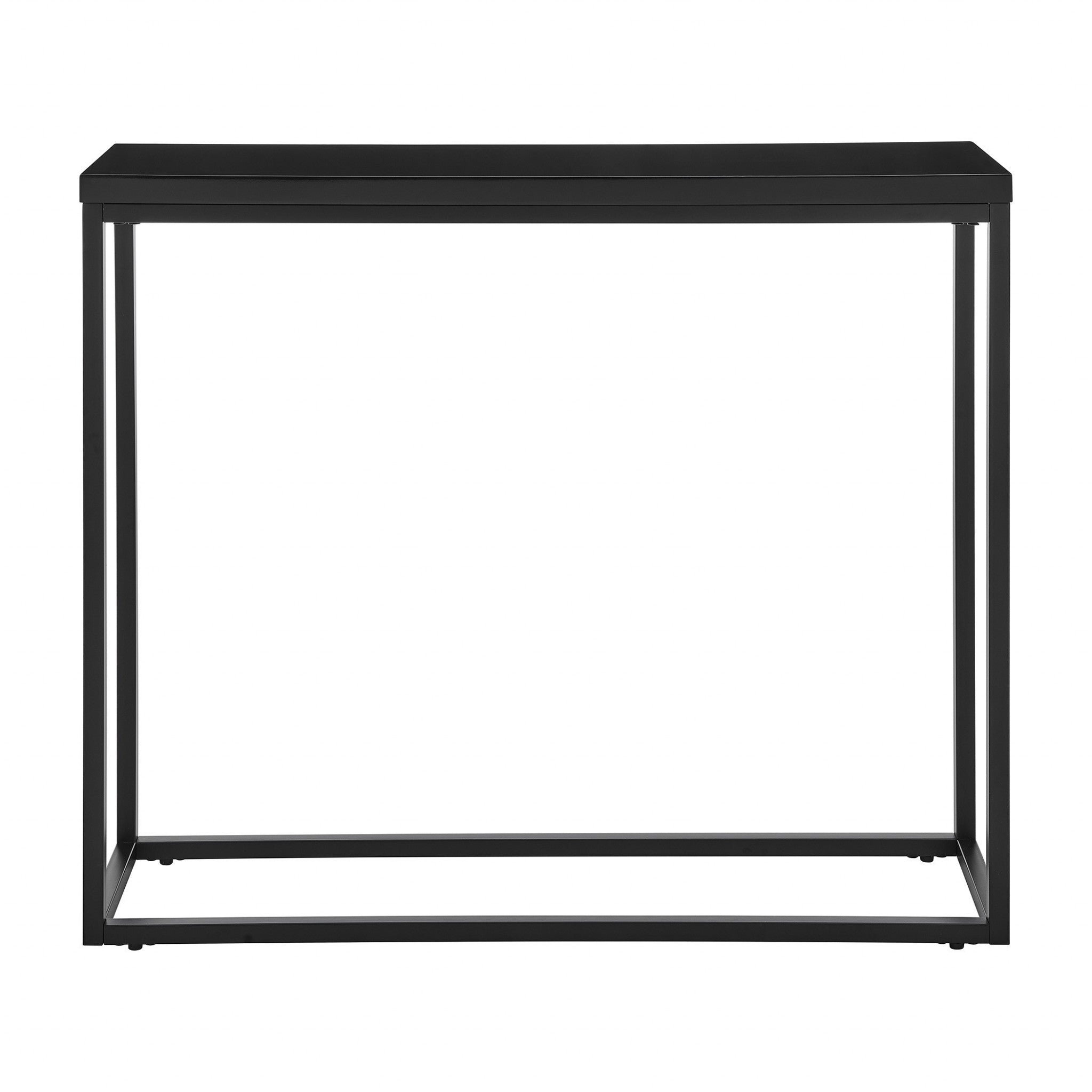 35" Black Wood and Steel Frame Console Table - Living Room