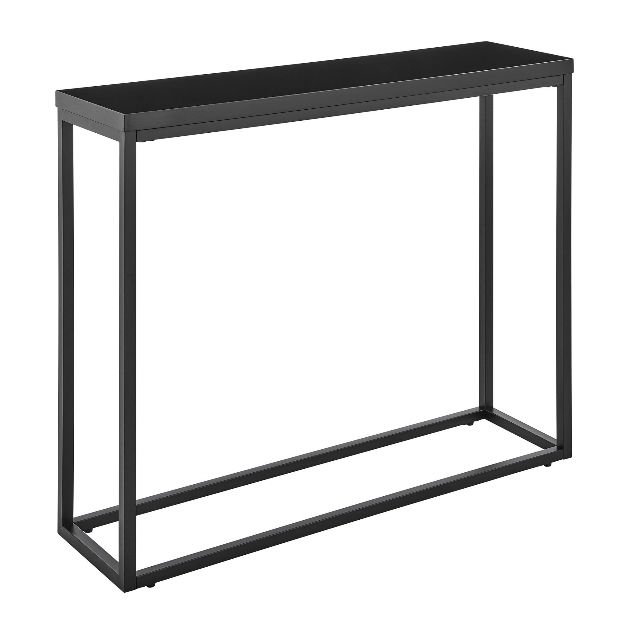 35" Black Wood and Steel Frame Console Table - Living Room