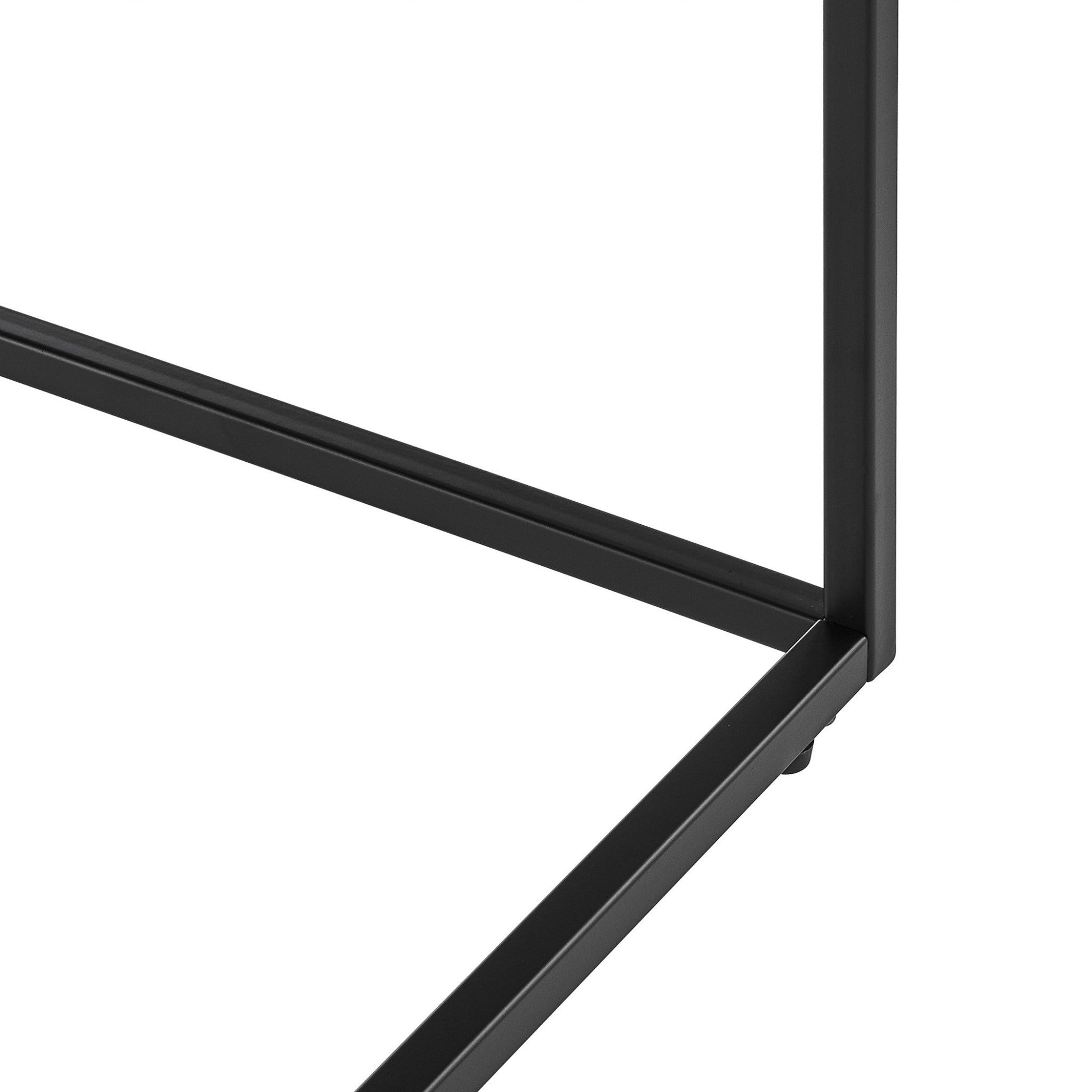 35" Black Wood and Steel Frame Console Table - Living Room