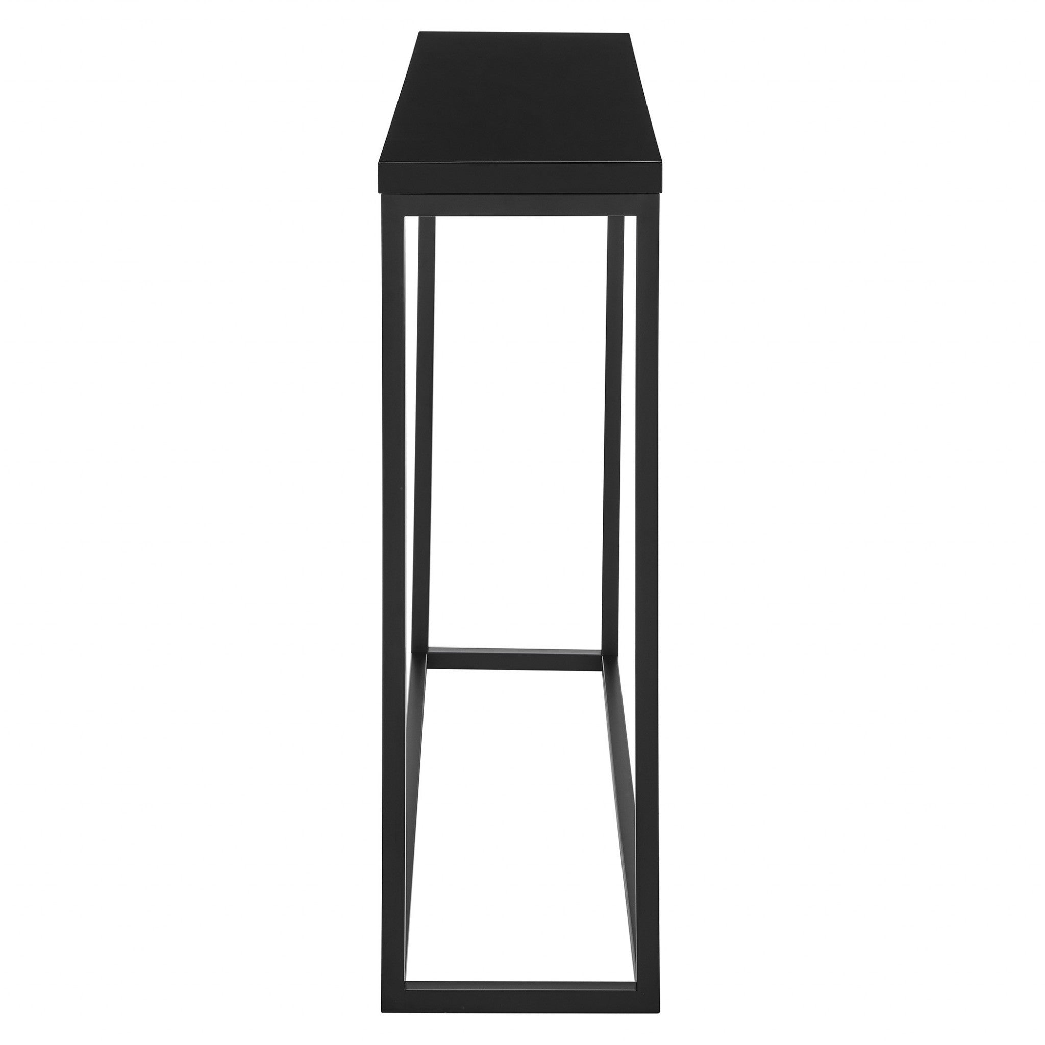 35" Black Wood and Steel Frame Console Table - Living Room