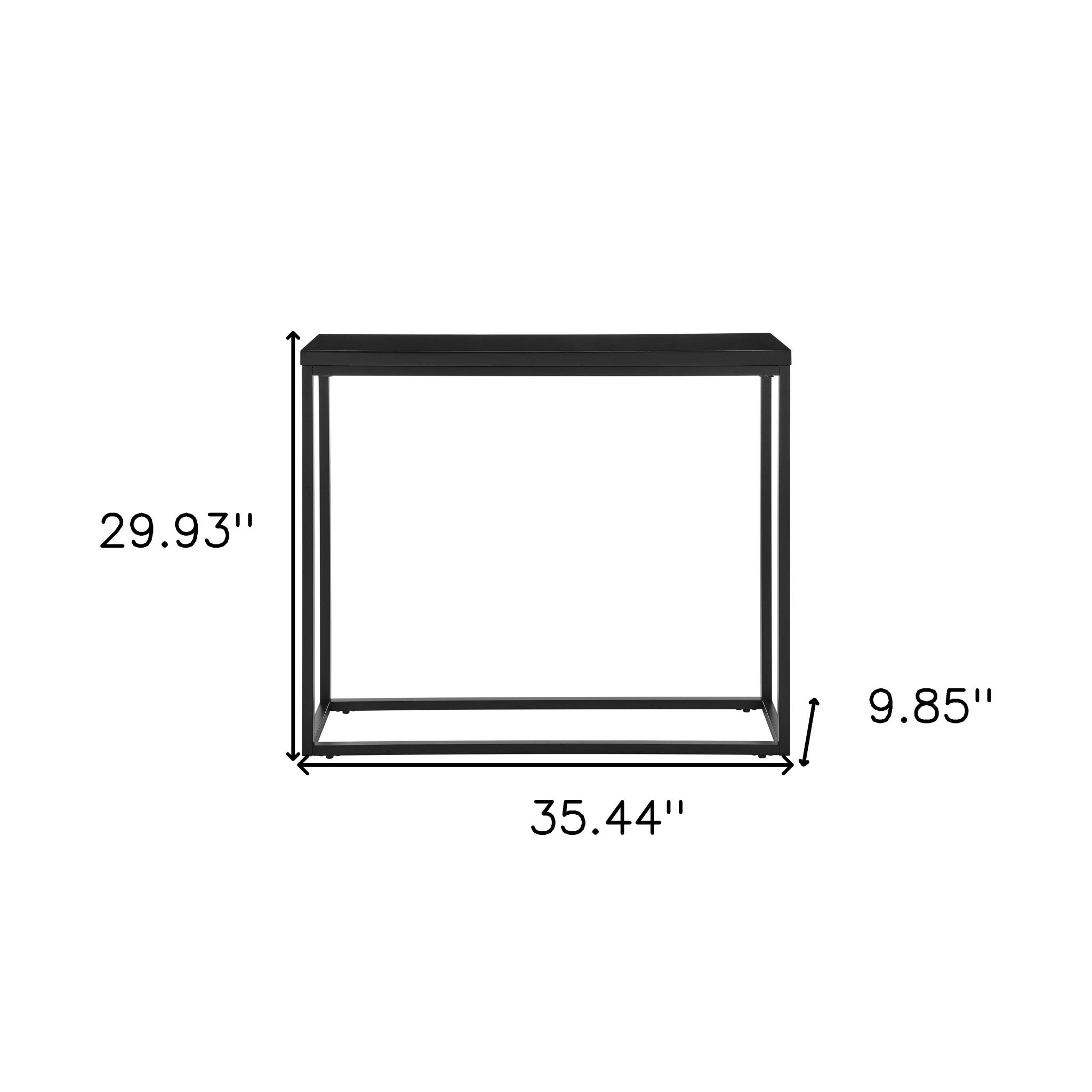 35" Black Wood and Steel Frame Console Table - Living Room