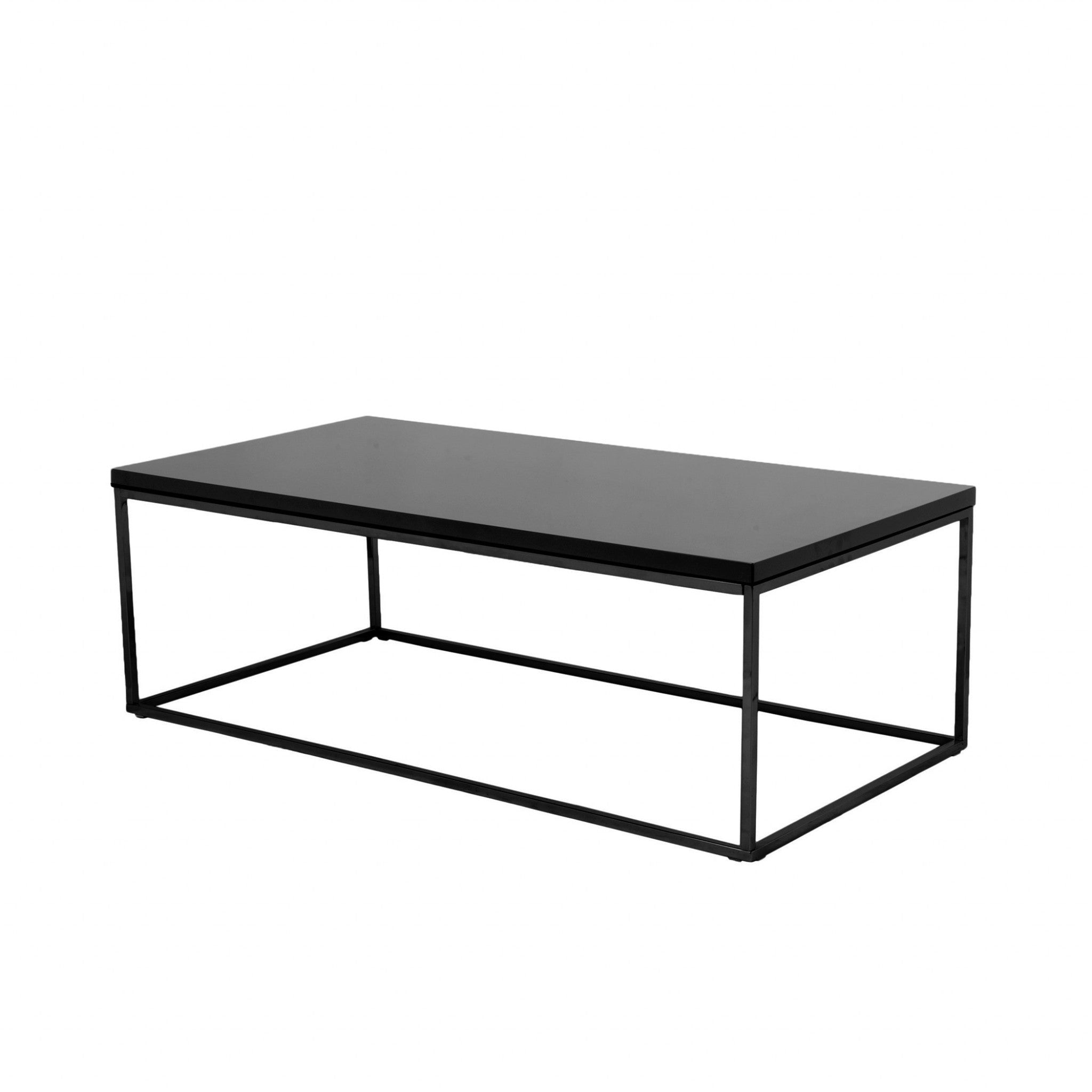 47" Black Wood And Metal Frame Coffee Table - Living Room