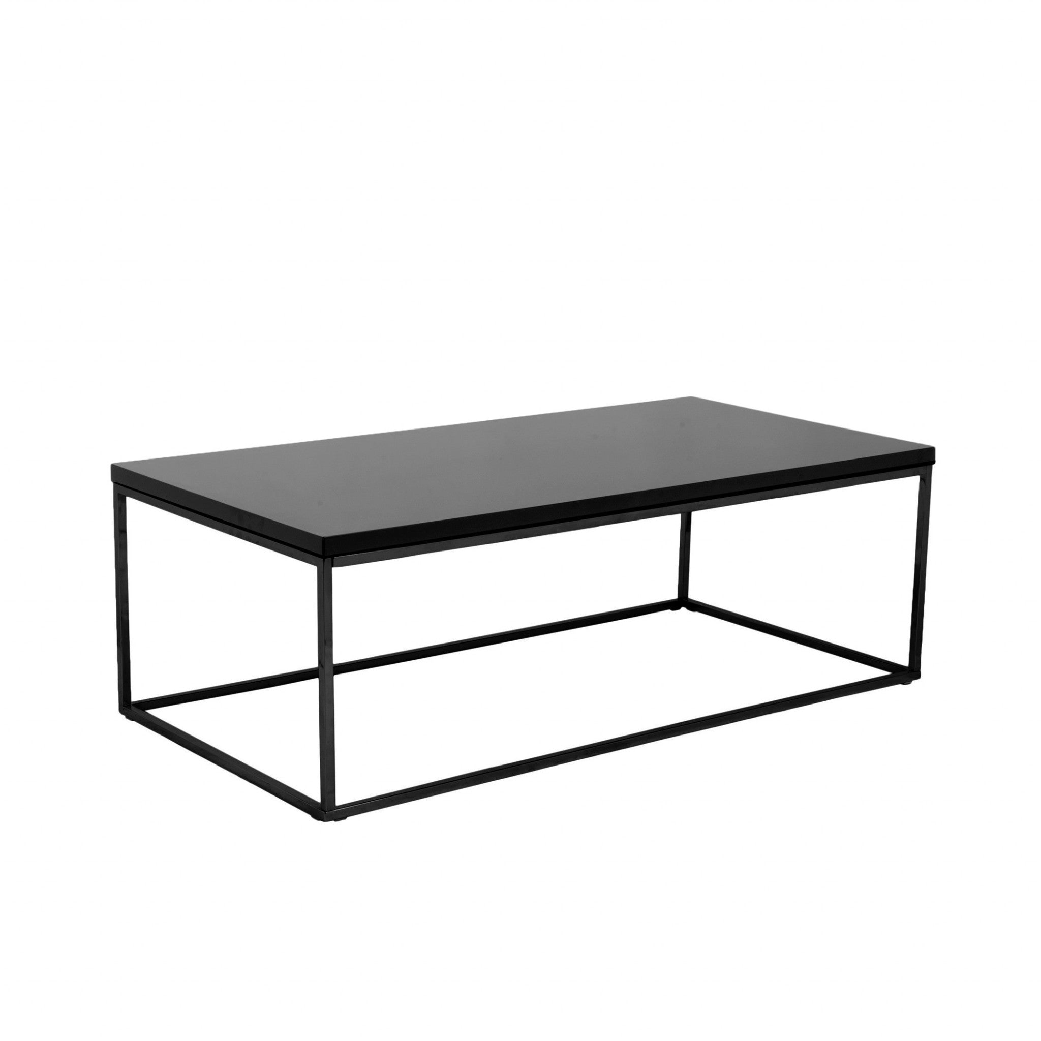 47" Black Wood And Metal Frame Coffee Table - Living Room