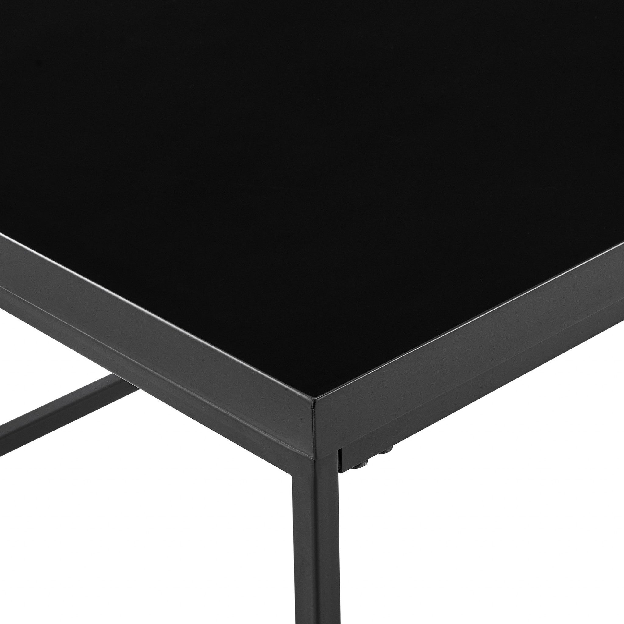 47" Black Wood And Metal Frame Coffee Table - Living Room