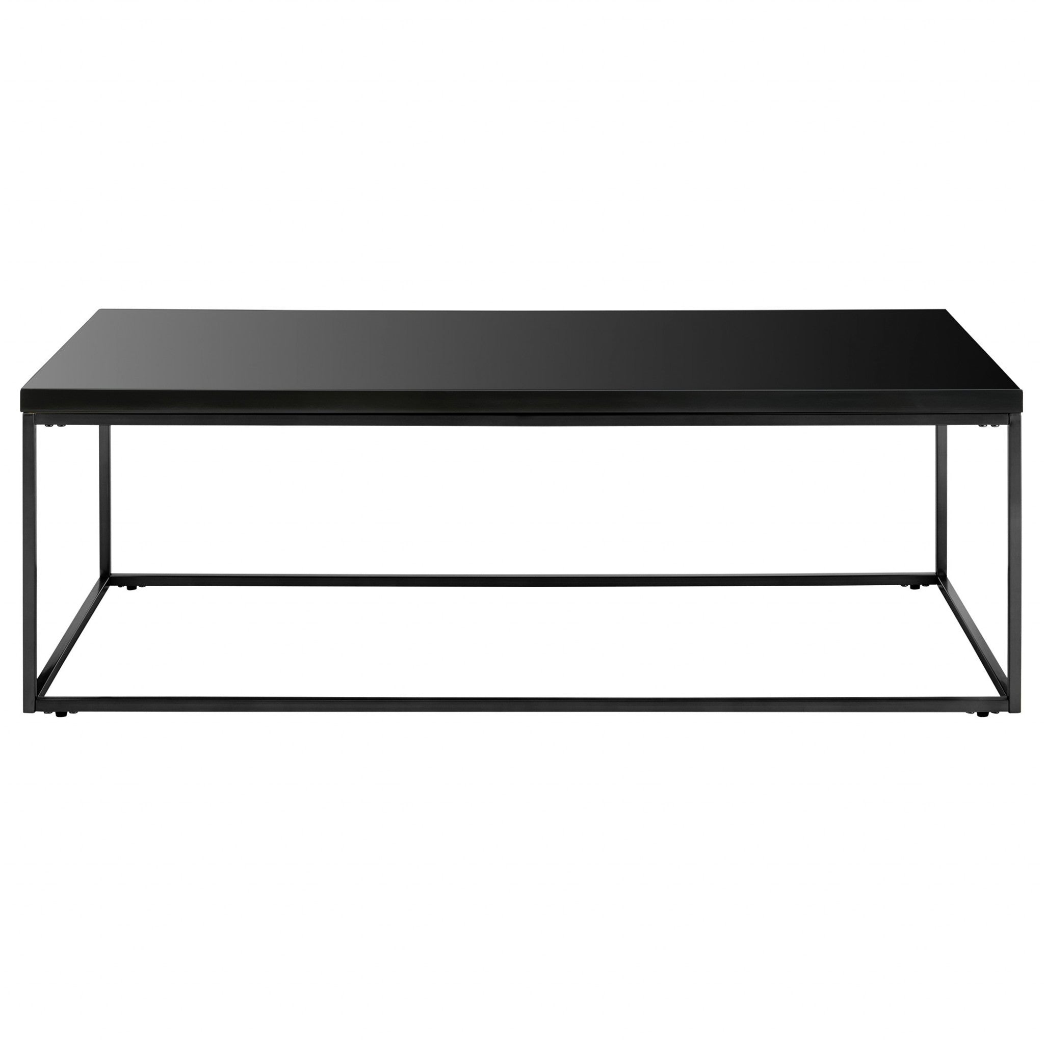 47" Black Wood And Metal Frame Coffee Table - Living Room