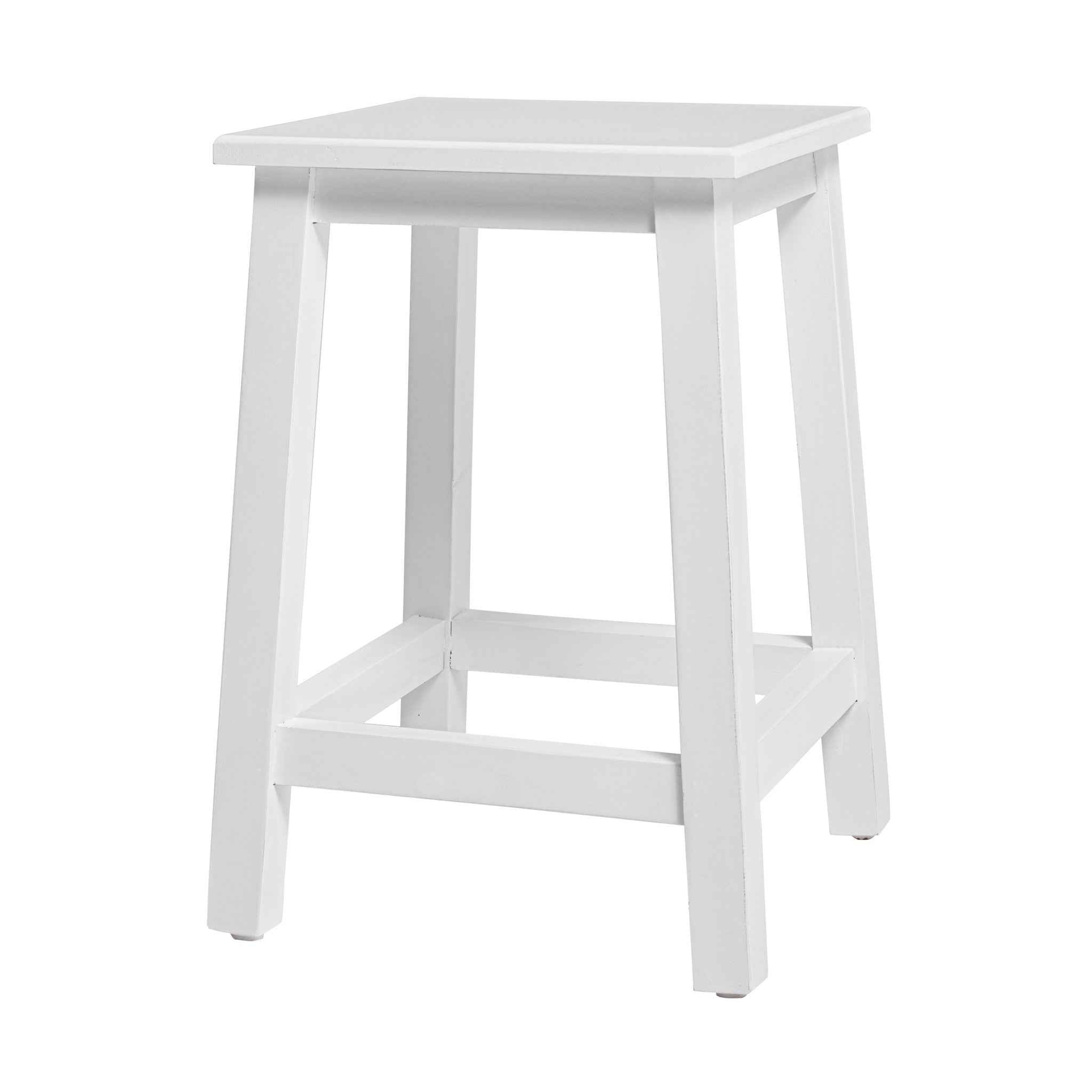 20" White Solid Wood Backless Bar Chair