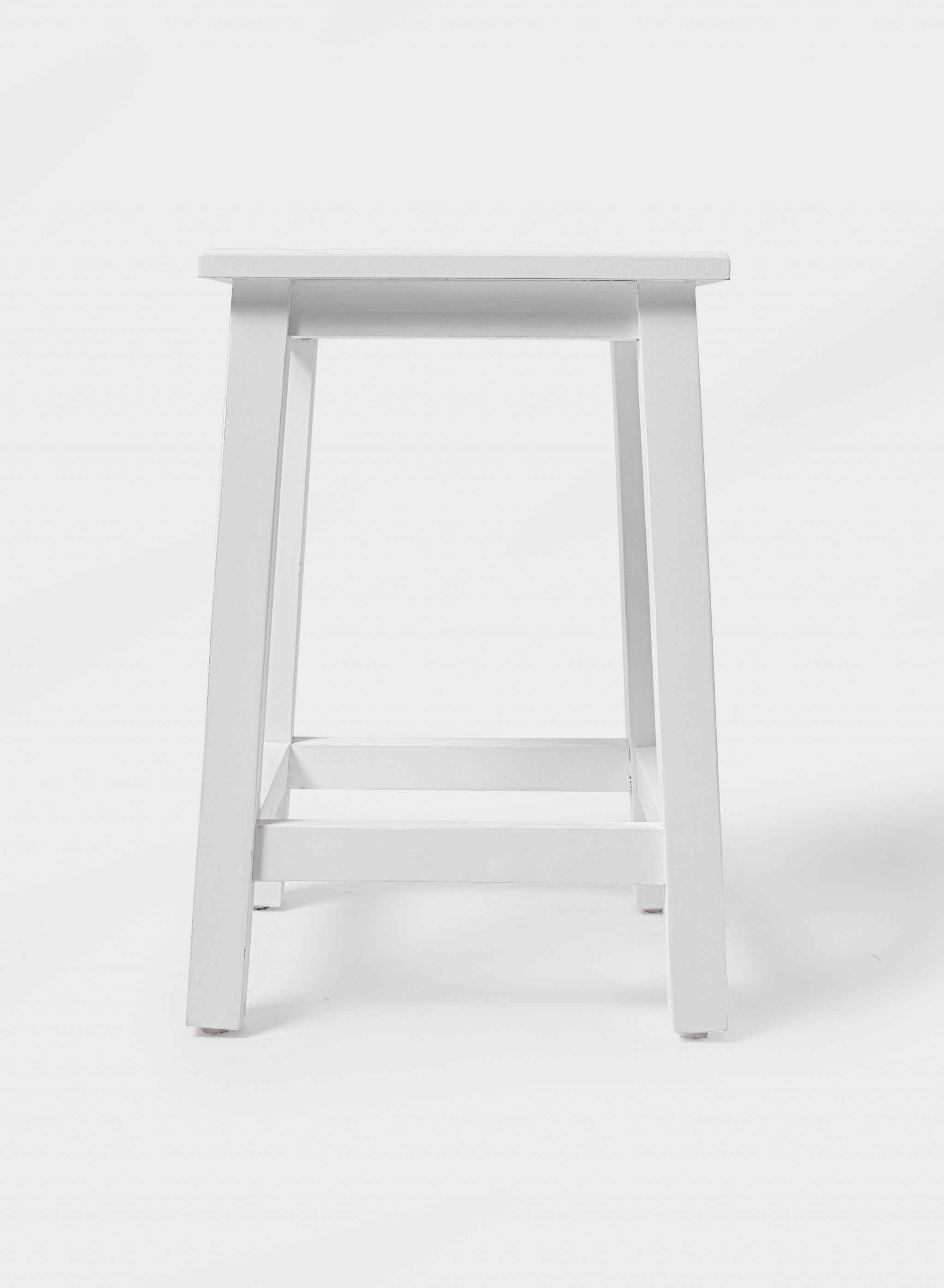 20" White Solid Wood Backless Bar Chair