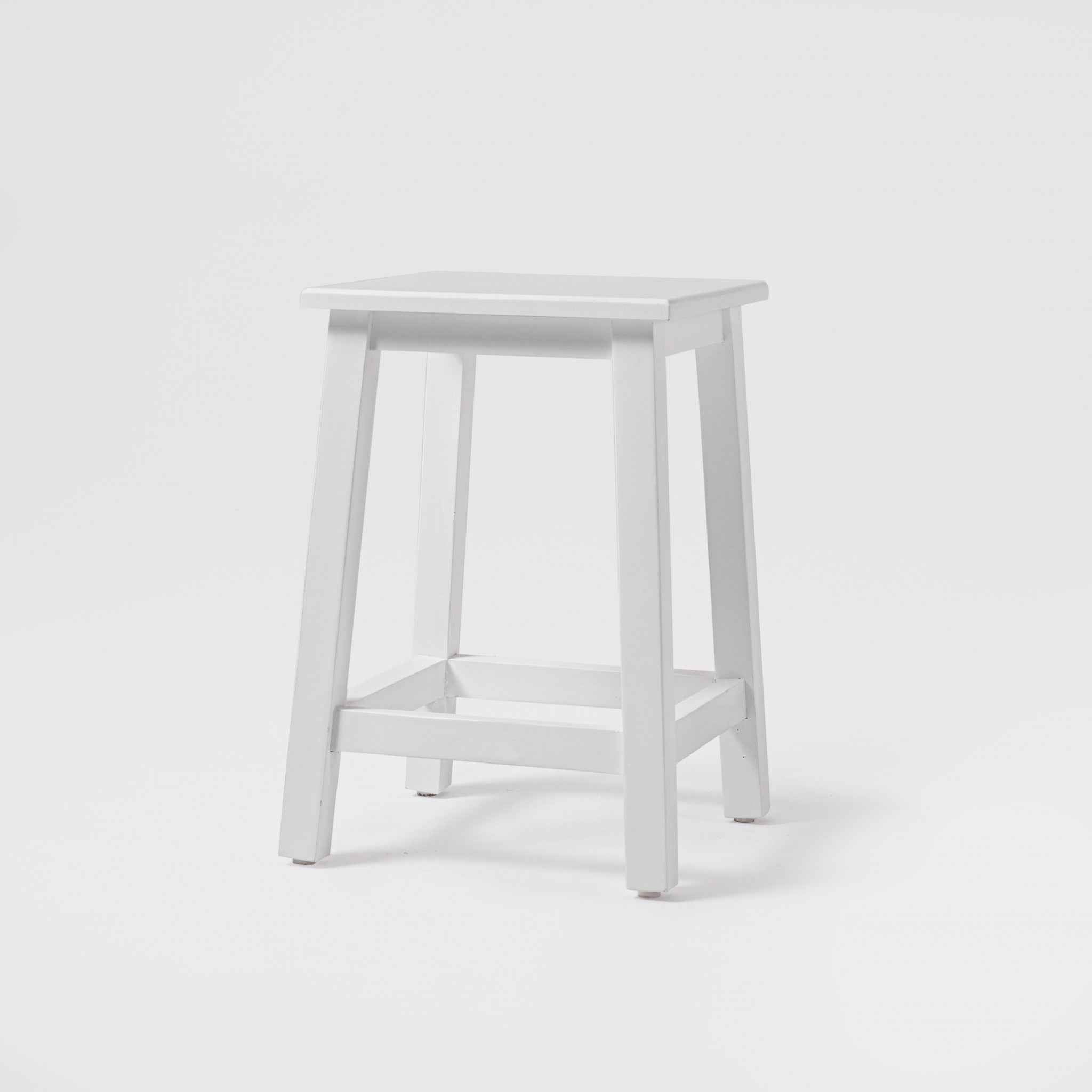 20" White Solid Wood Backless Bar Chair