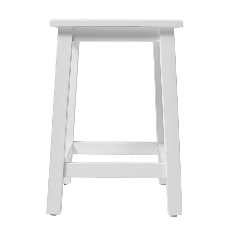 20" White Solid Wood Backless Bar Chair