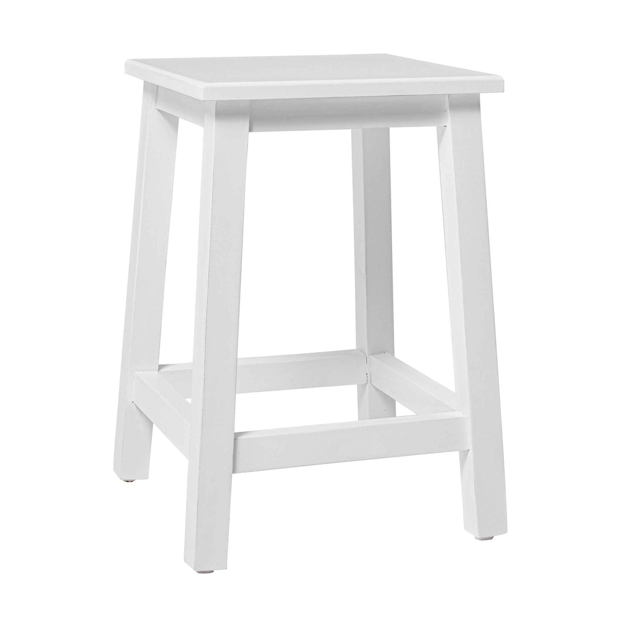20" White Solid Wood Backless Bar Chair