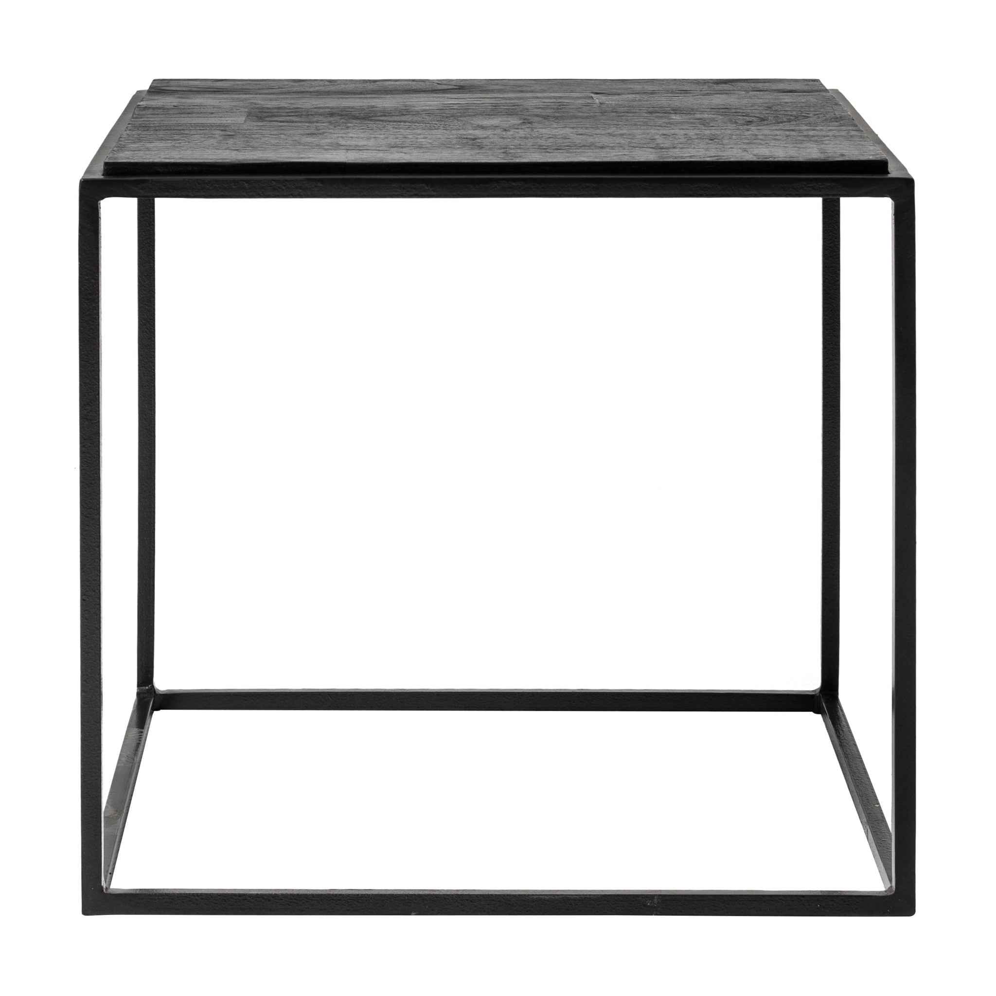 Set of Three 39" Brown And Black Solid Wood And Iron Square Nested Coffee Tables