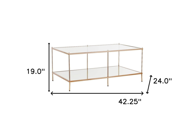 Clear glass coffee table, 42.25 in wide, 24.0 in high, 19.0 in deep