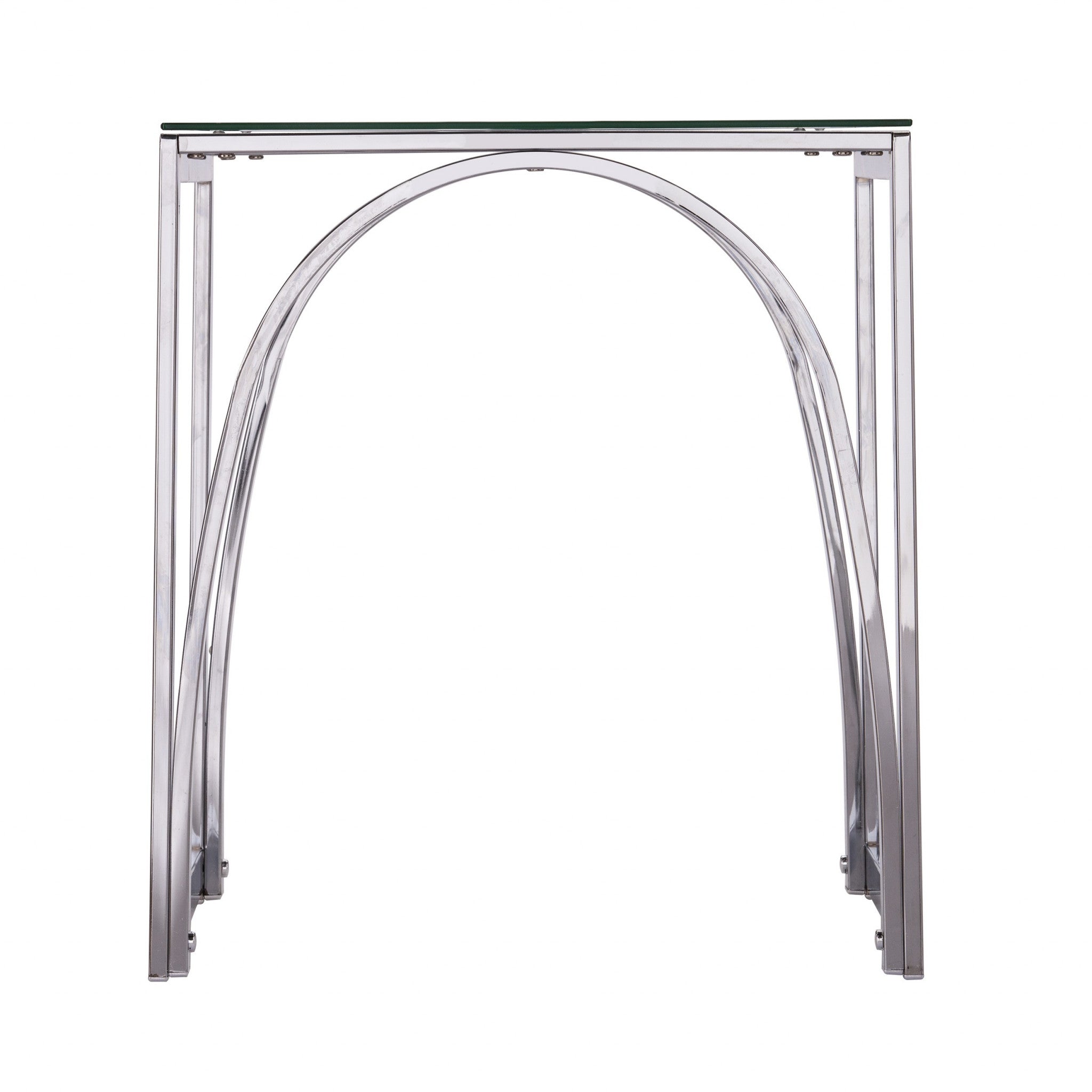 22" Chrome Glass And Iron Square End Table - Living Room