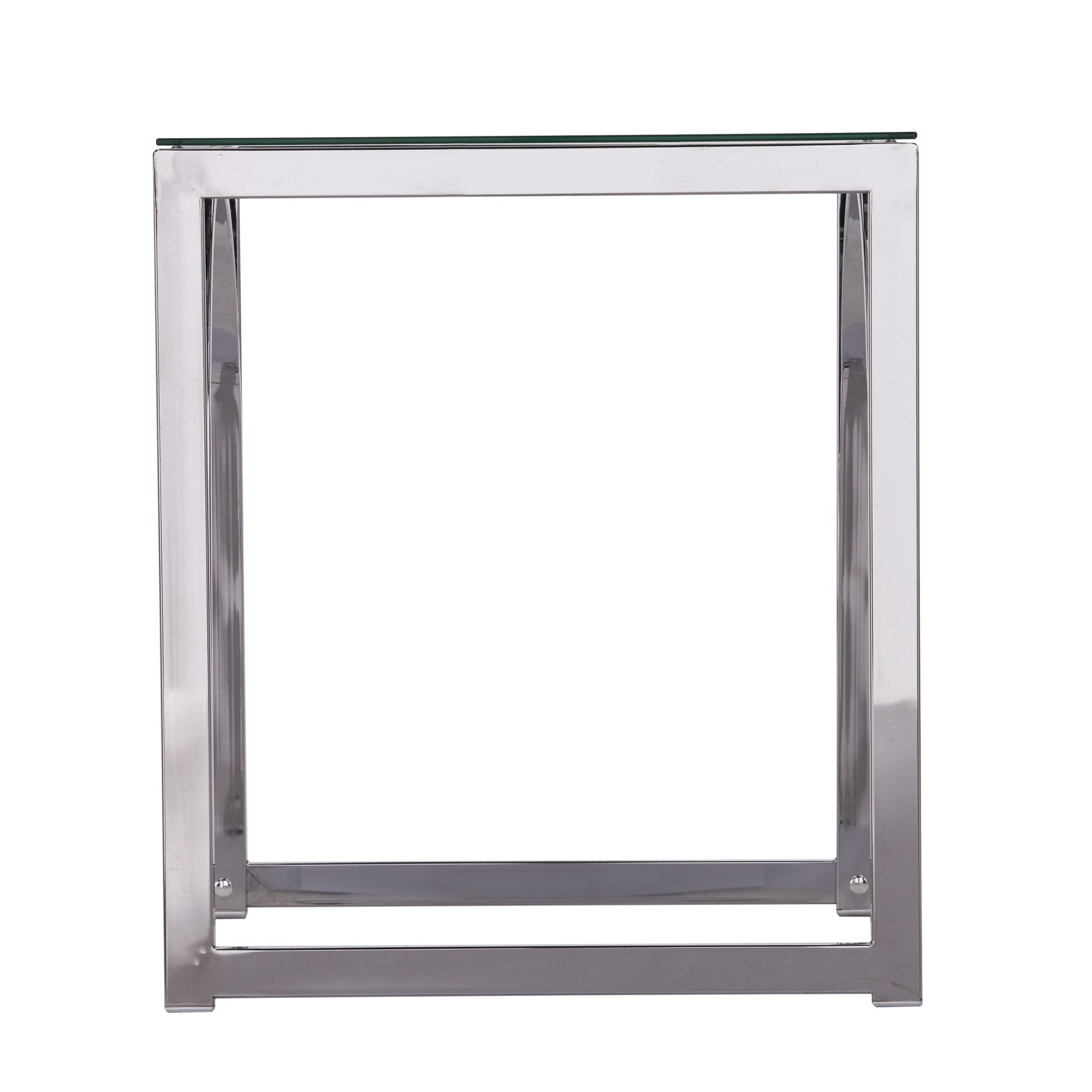 22" Chrome Glass And Iron Square End Table - Living Room