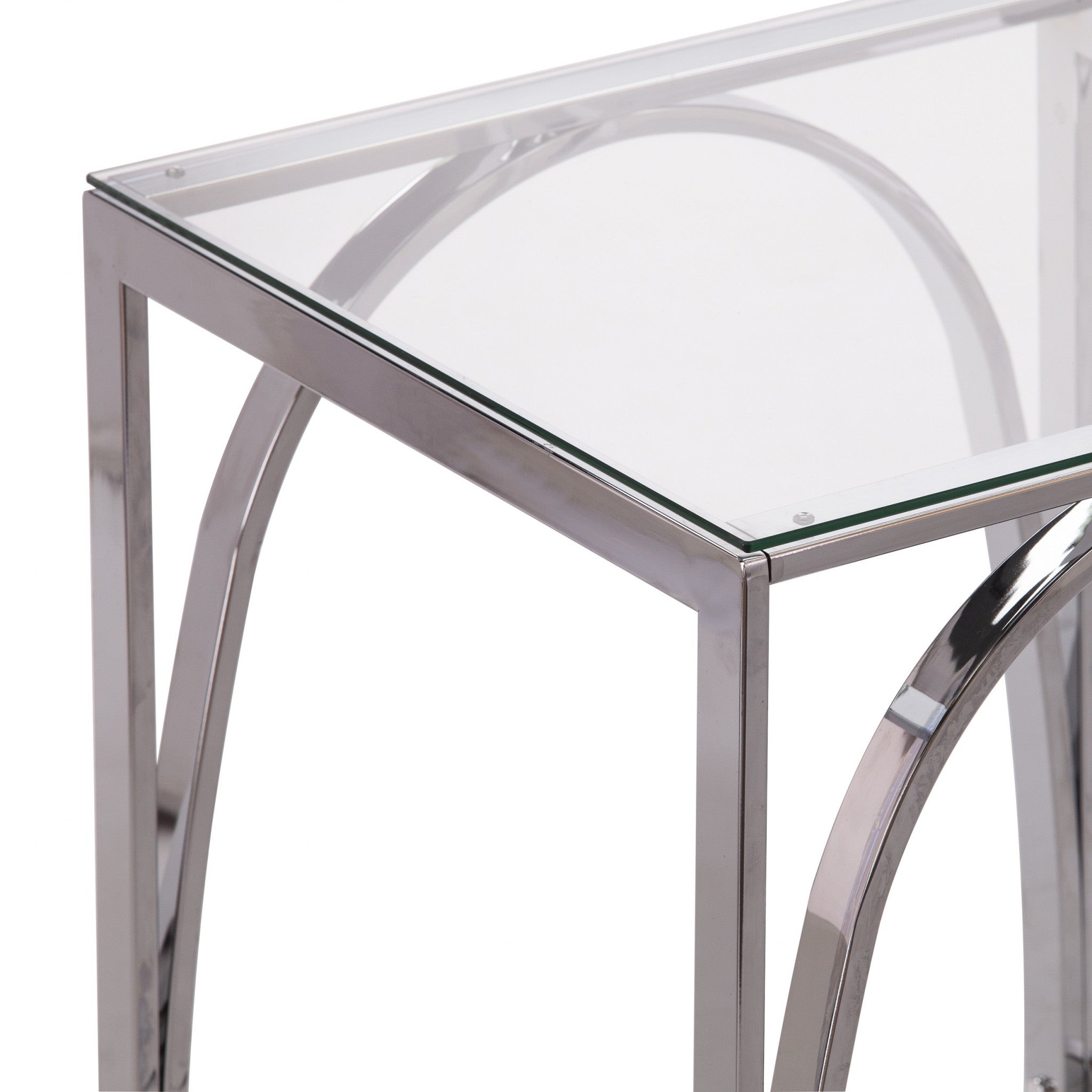22" Chrome Glass And Iron Square End Table - Living Room