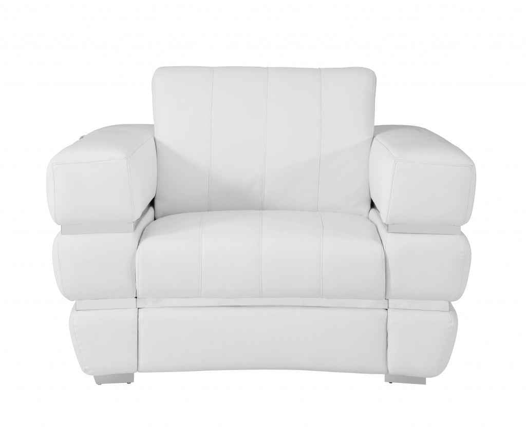 Three Piece Indoor White Italian Leather Six Person Seating Set