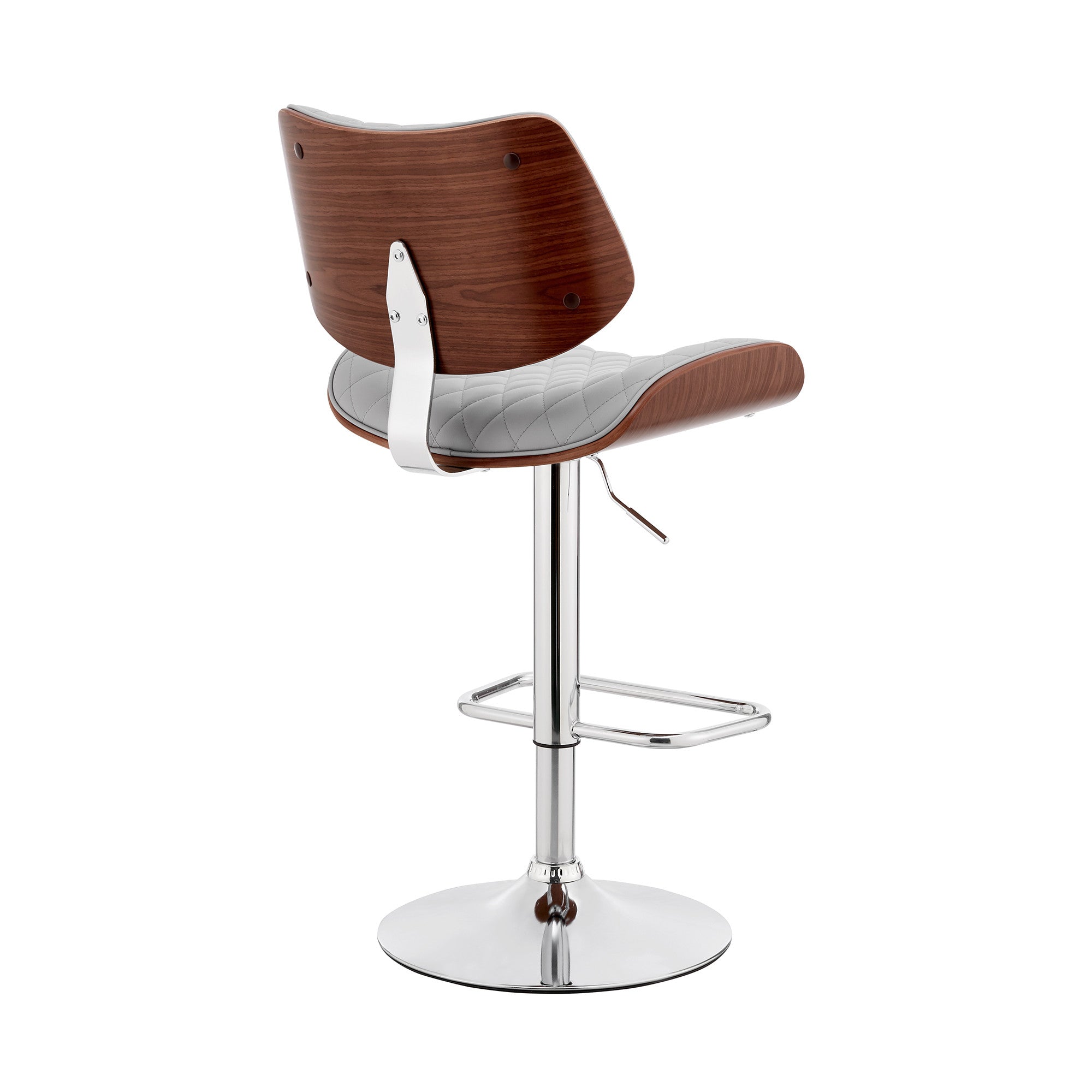 Gray And Silver Fabric And Iron Low Back Adjustable Height Swivel Bar Chair - Living Room