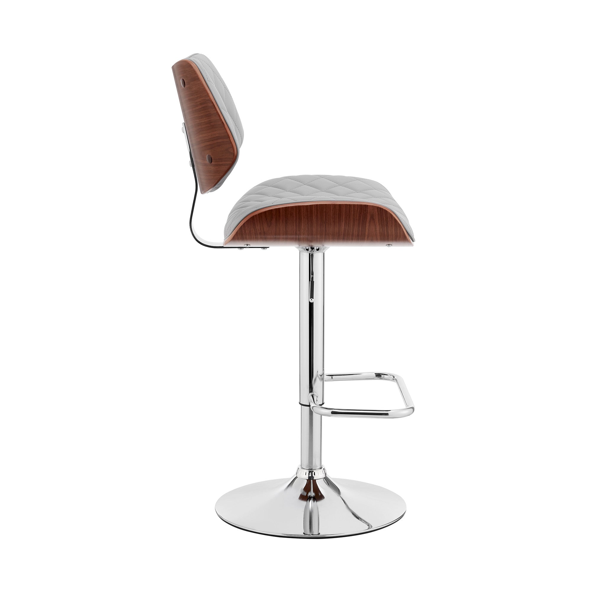 Gray And Silver Fabric And Iron Low Back Adjustable Height Swivel Bar Chair - Living Room