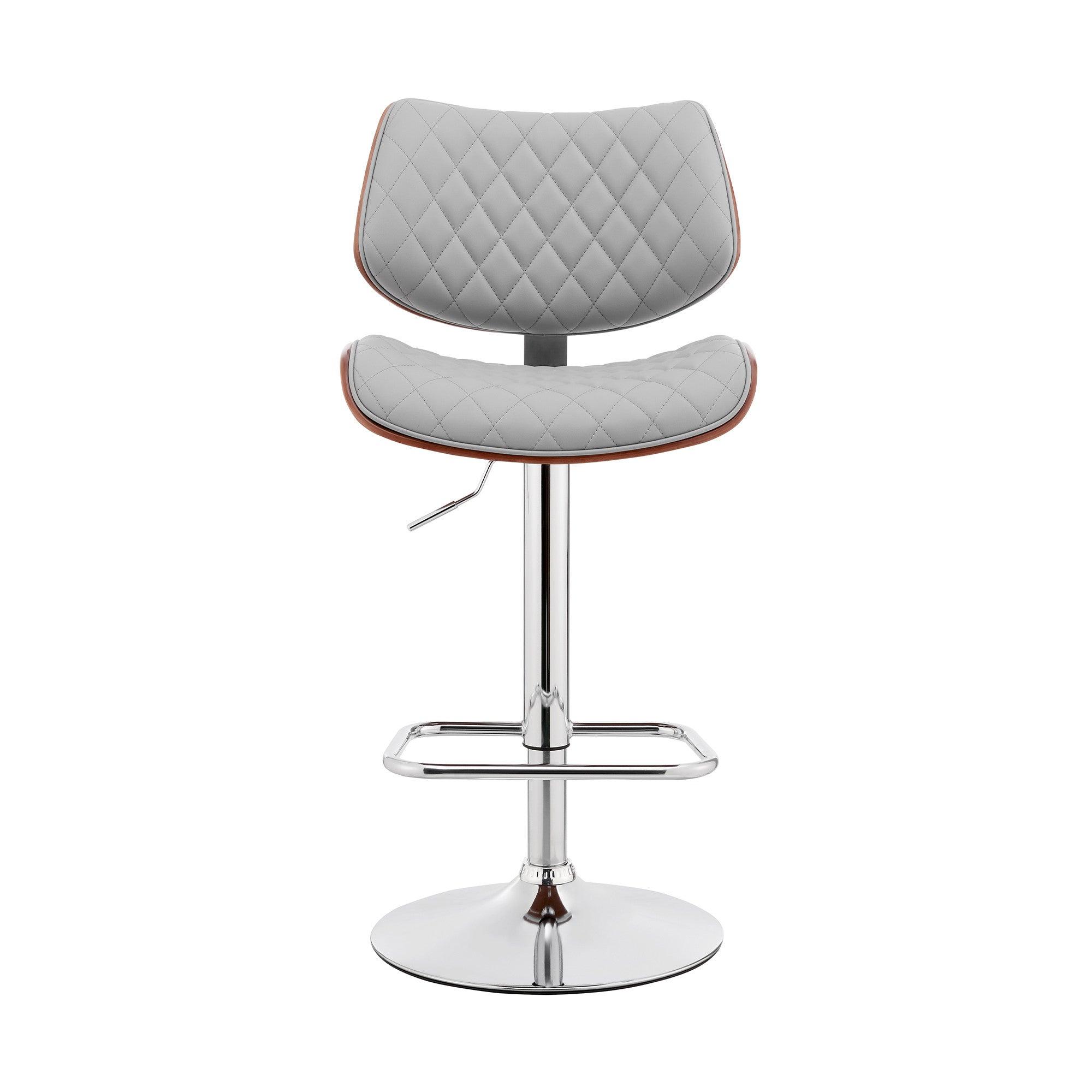 Gray And Silver Fabric And Iron Low Back Adjustable Height Swivel Bar Chair - Living Room