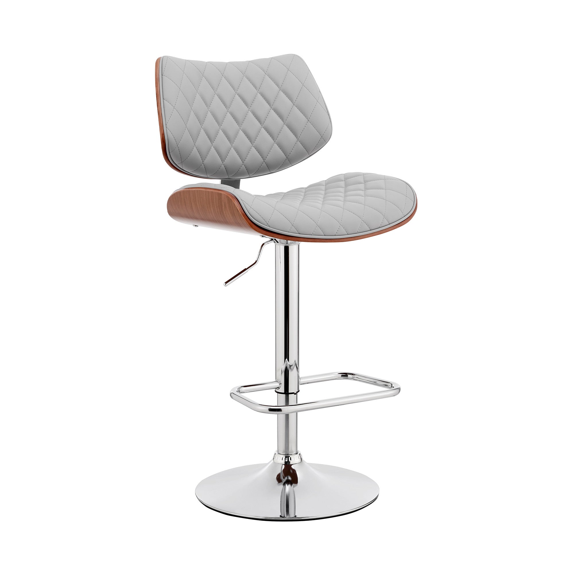 Gray And Silver Fabric And Iron Low Back Adjustable Height Swivel Bar Chair - Living Room