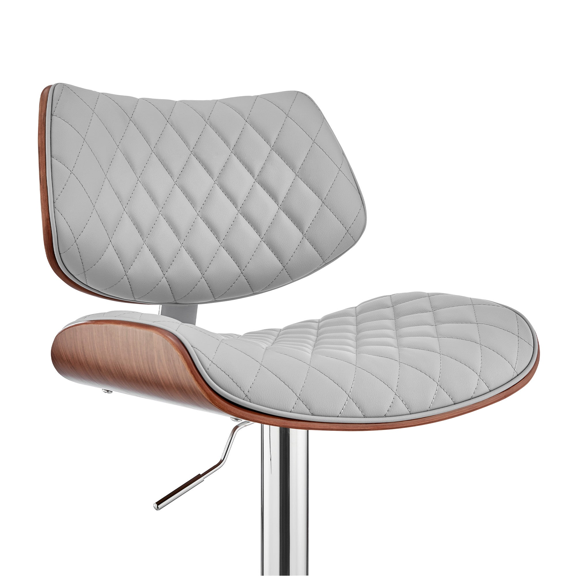 Gray And Silver Fabric And Iron Low Back Adjustable Height Swivel Bar Chair - Living Room