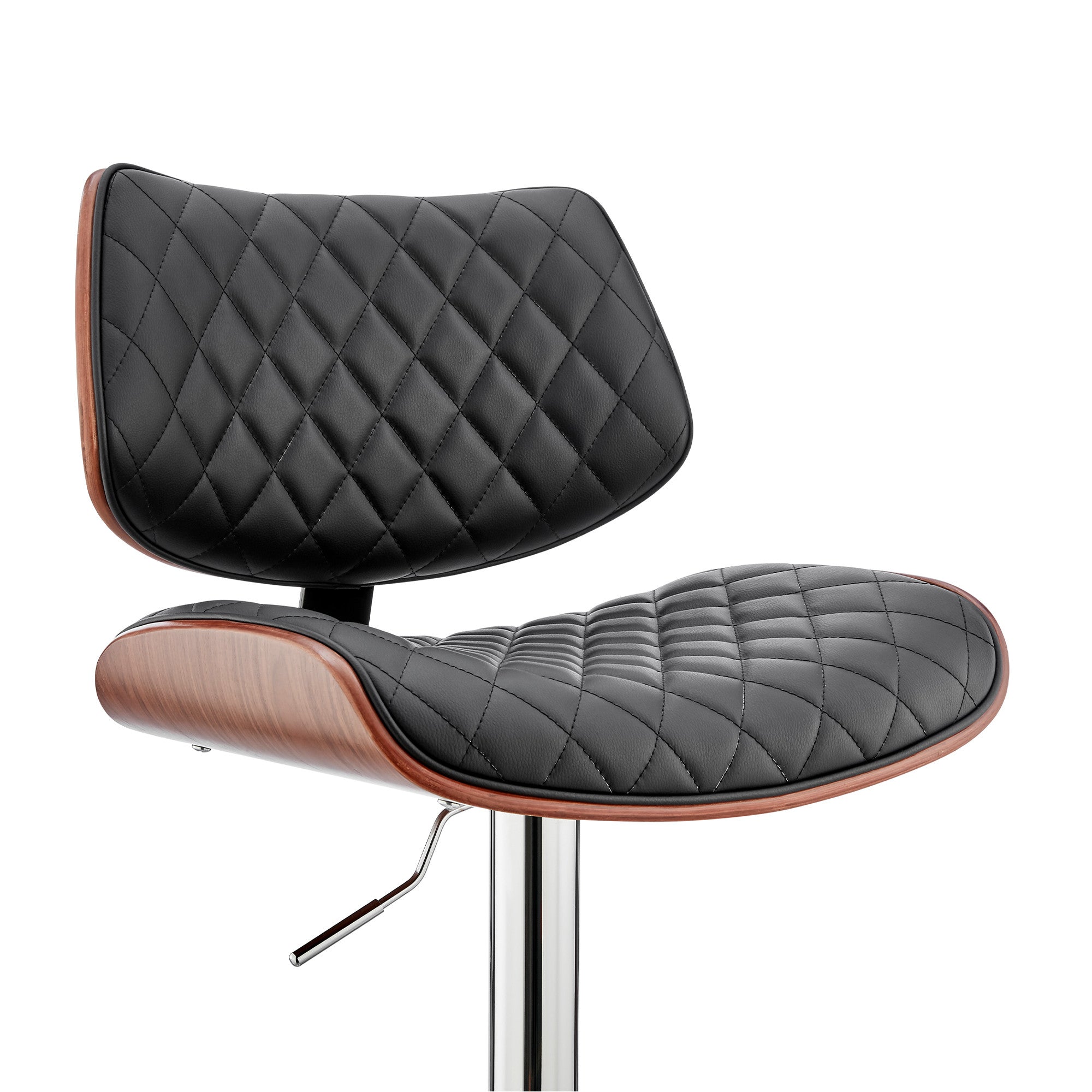Black And Silver Fabric And Iron Low Back Adjustable Height Swivel Bar Chair - Living Room