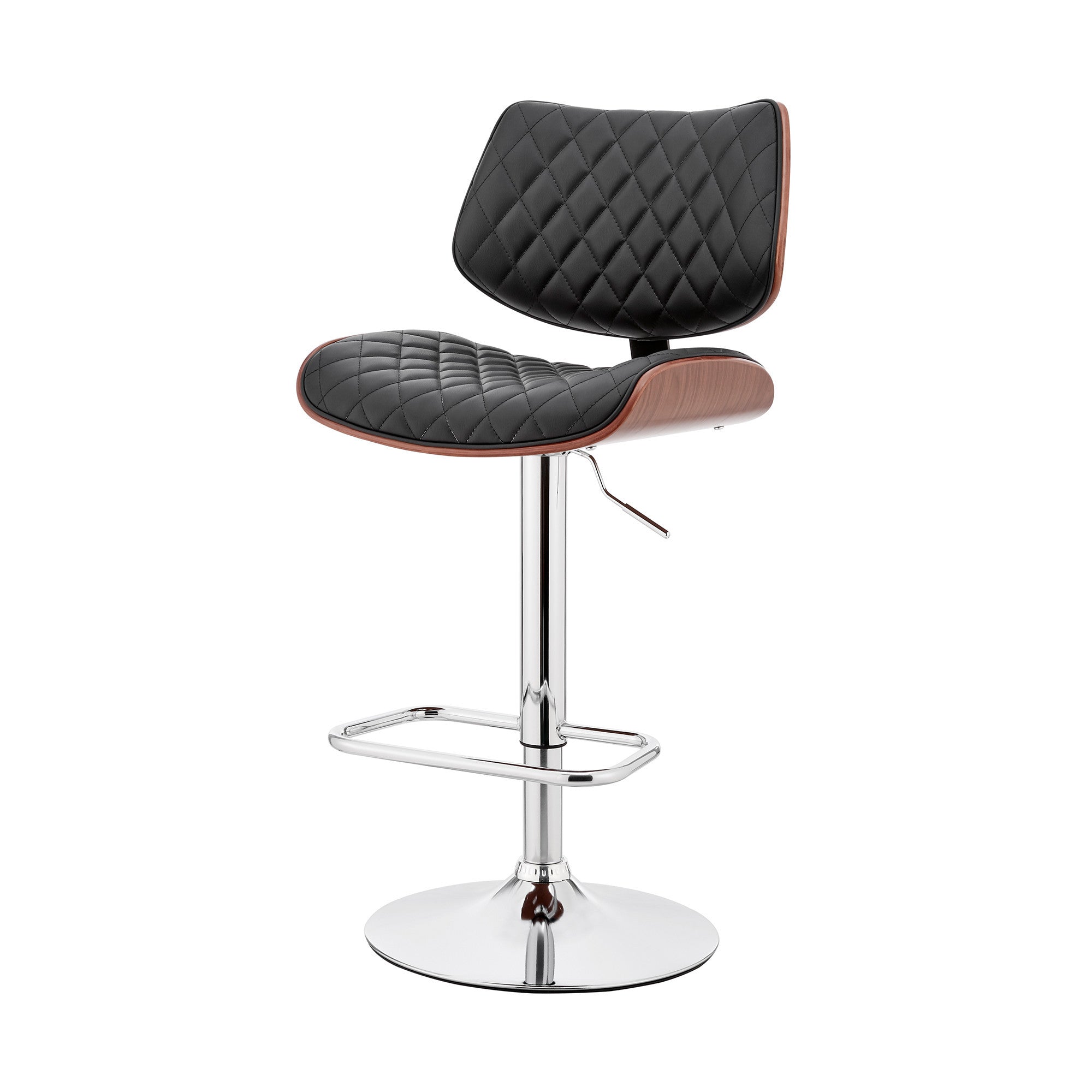 Black And Silver Fabric And Iron Low Back Adjustable Height Swivel Bar Chair - Living Room
