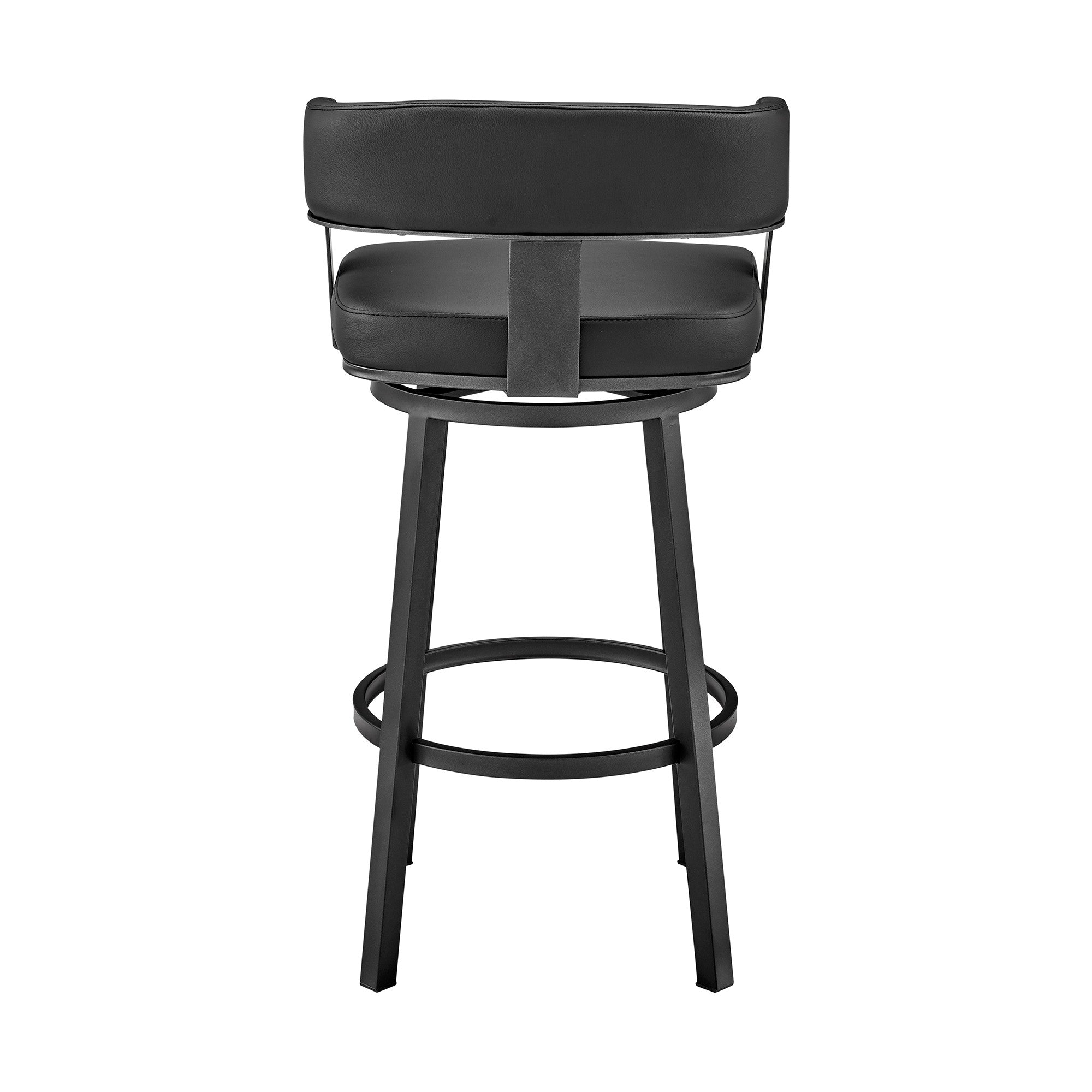 26" Black Fabric And Iron Low Back Counter Height Swivel Bar Chair - Living Room