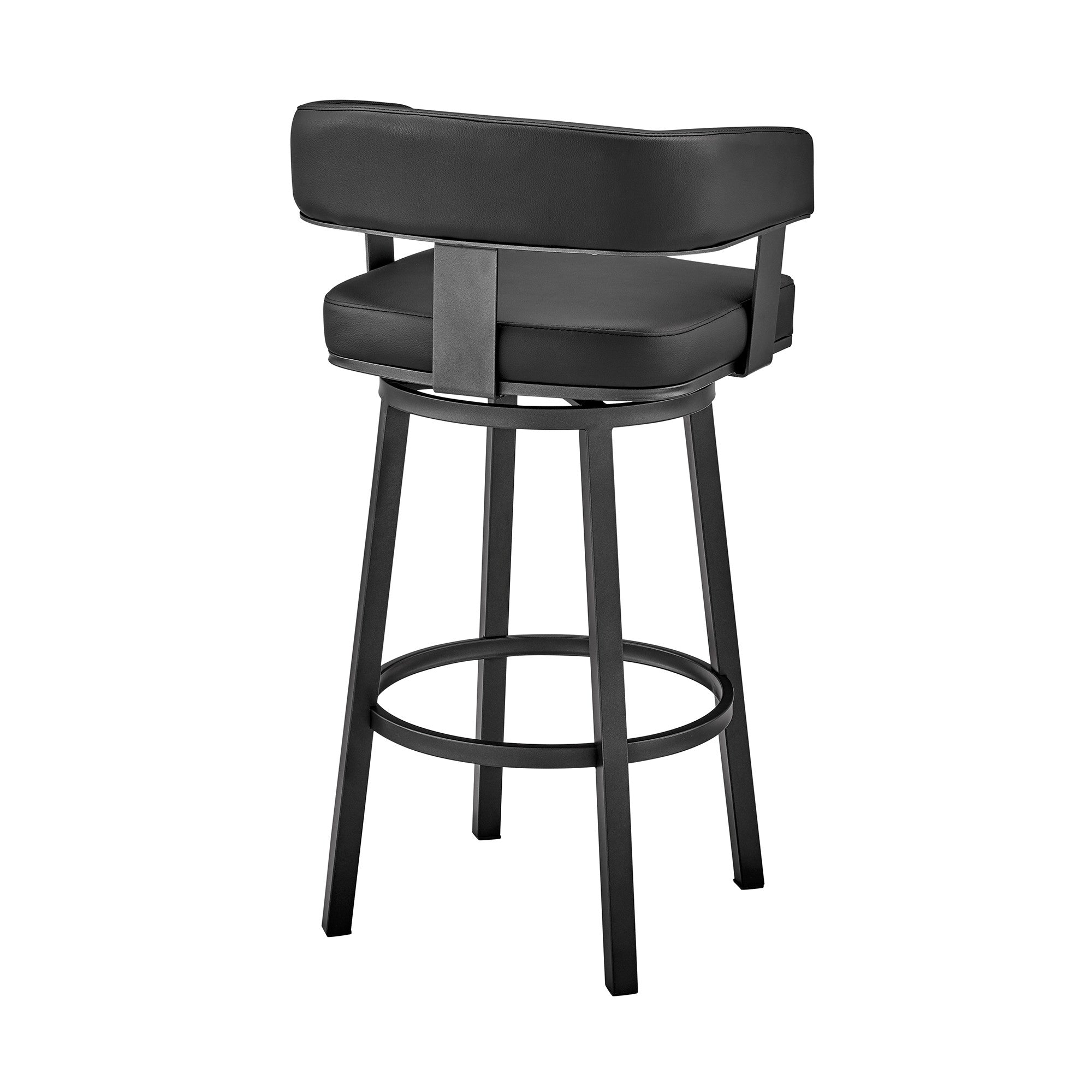 26" Black Fabric And Iron Low Back Counter Height Swivel Bar Chair - Living Room