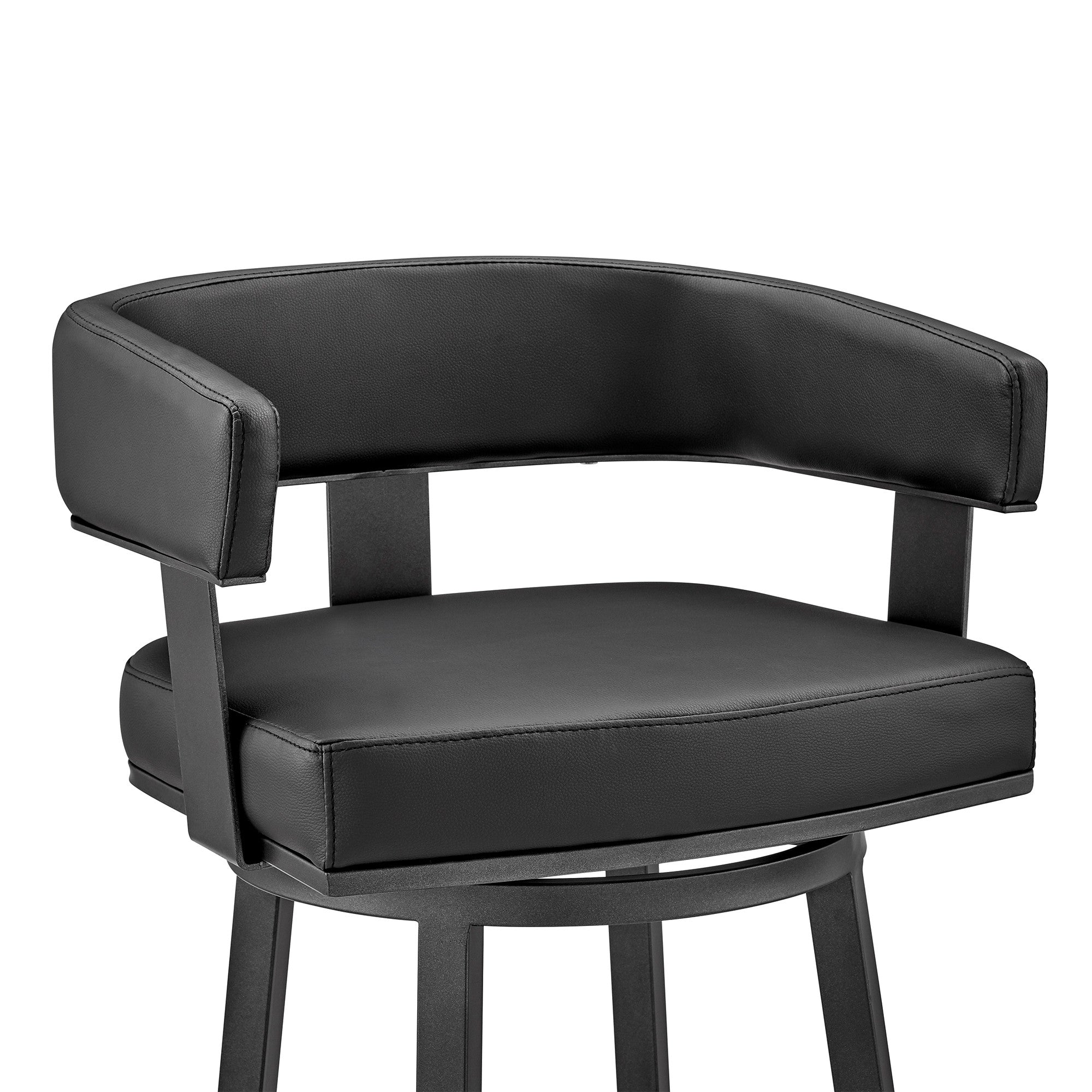 26" Black Fabric And Iron Low Back Counter Height Swivel Bar Chair - Living Room