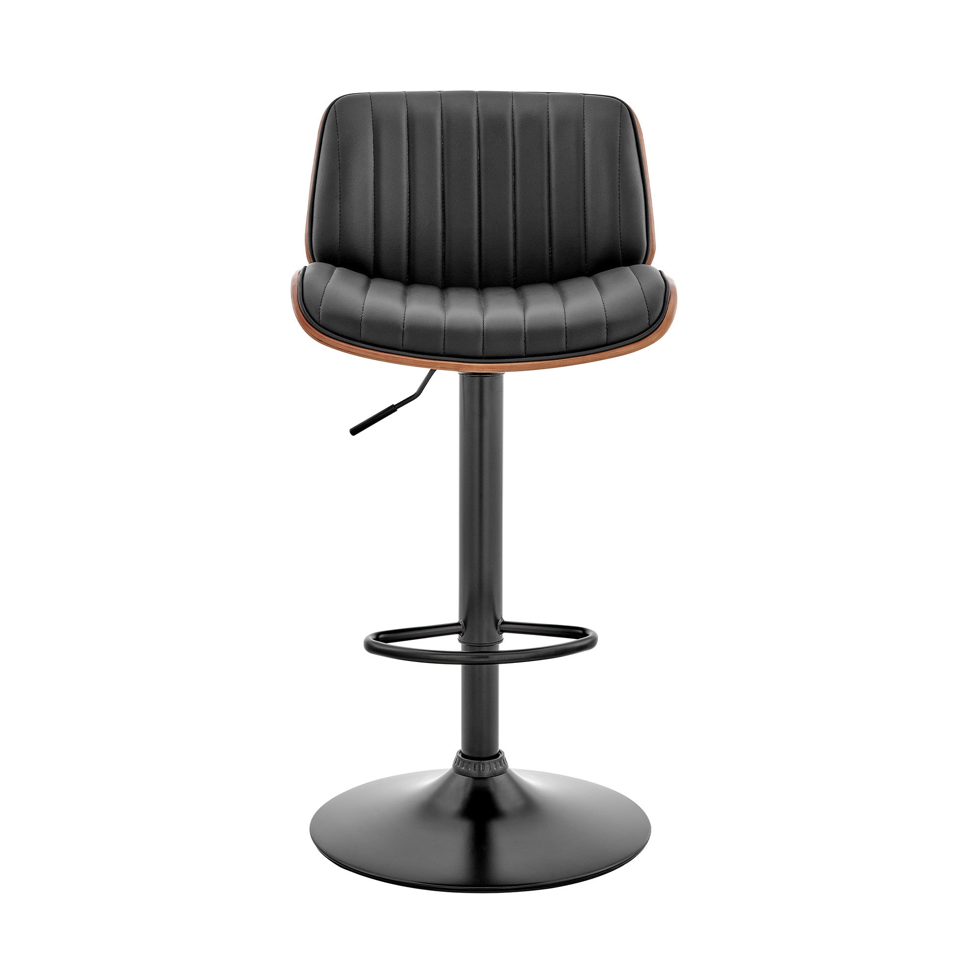 Brown Dark Gray And Black Faux Leather And Iron Adjustable Height Swivel Bar Chair - Living Room