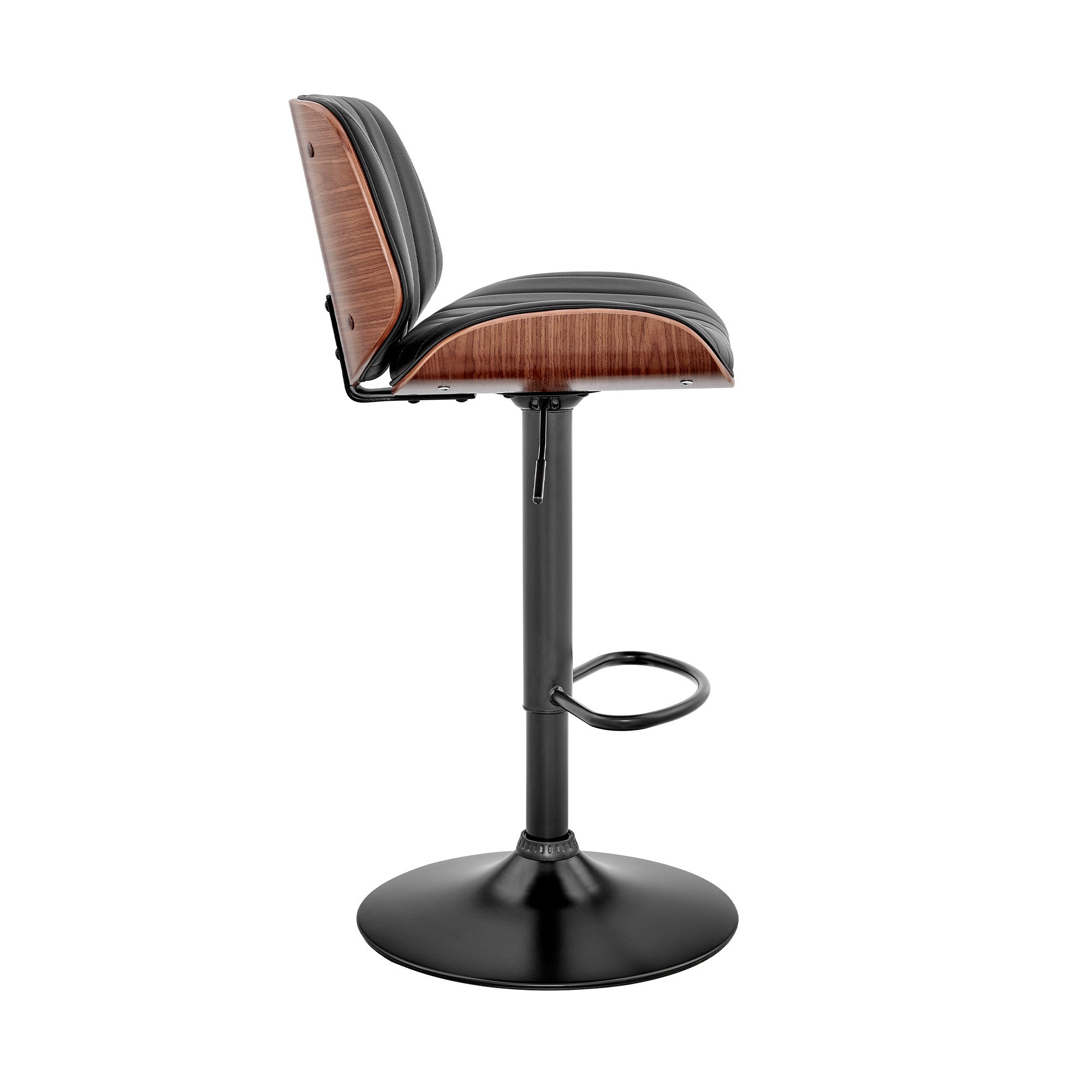 Brown Dark Gray And Black Faux Leather And Iron Adjustable Height Swivel Bar Chair - Living Room