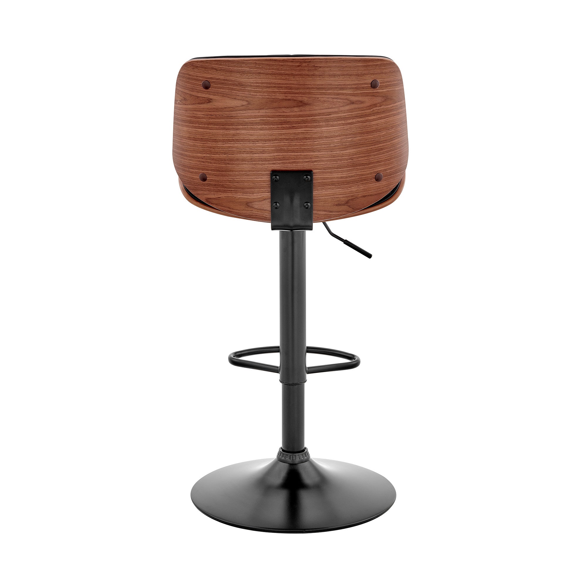 Brown Dark Gray And Black Faux Leather And Iron Adjustable Height Swivel Bar Chair - Living Room
