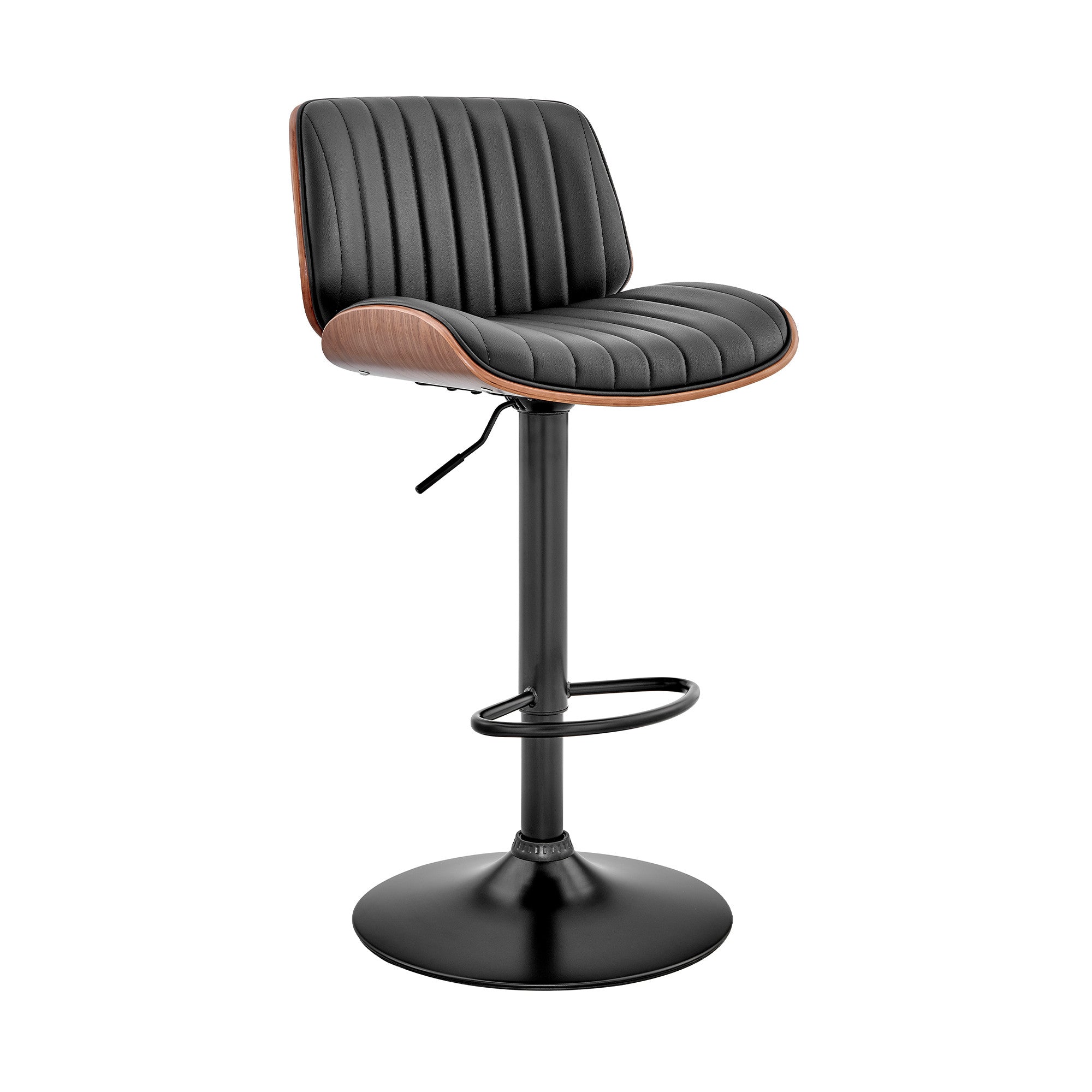 Brown Dark Gray And Black Faux Leather And Iron Adjustable Height Swivel Bar Chair - Living Room