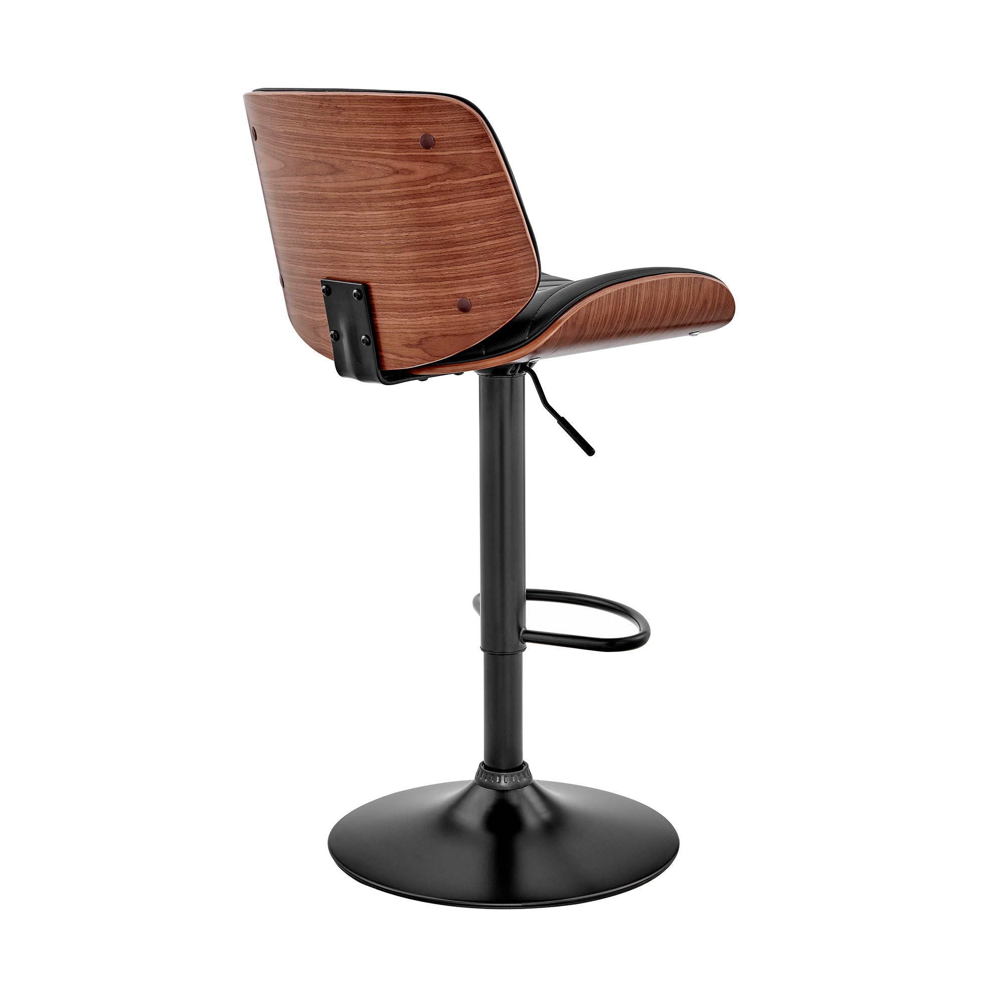 Brown Dark Gray And Black Faux Leather And Iron Adjustable Height Swivel Bar Chair - Living Room