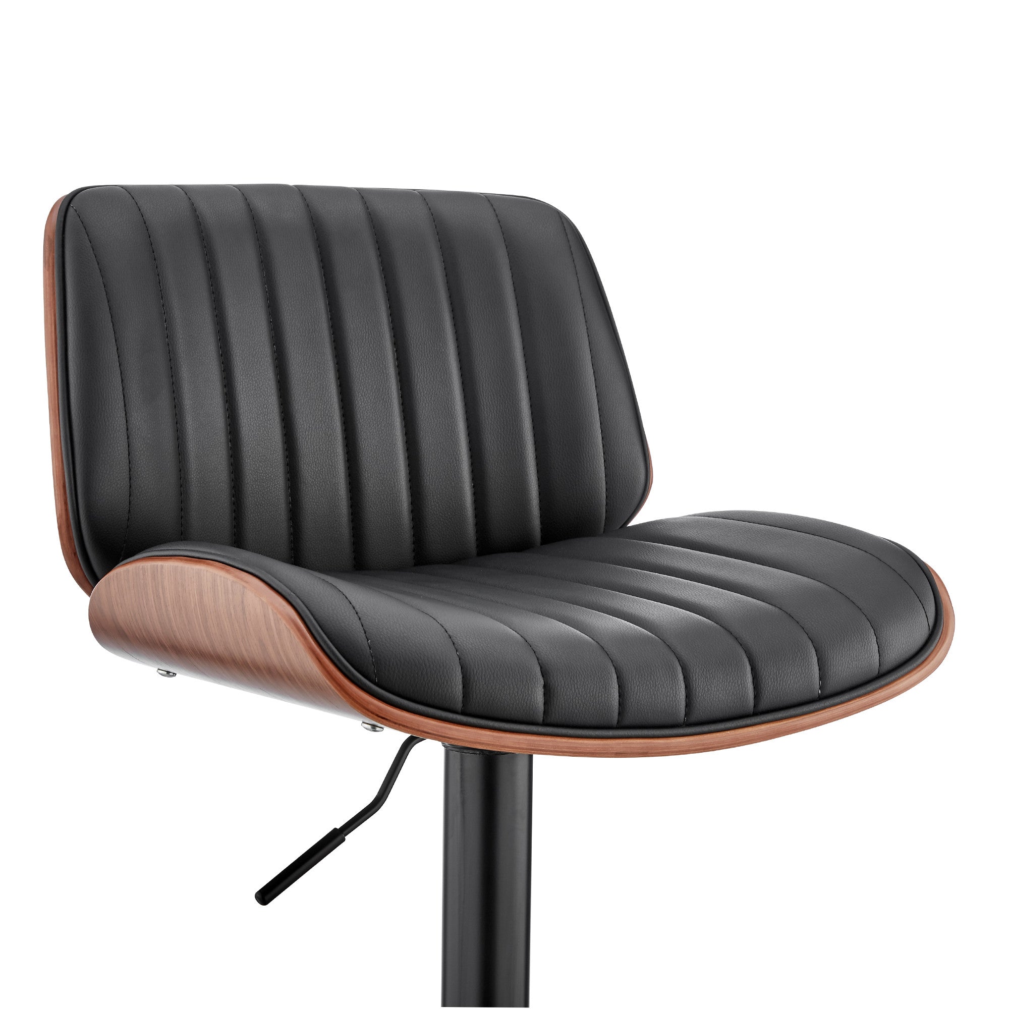 Brown Dark Gray And Black Faux Leather And Iron Adjustable Height Swivel Bar Chair - Living Room