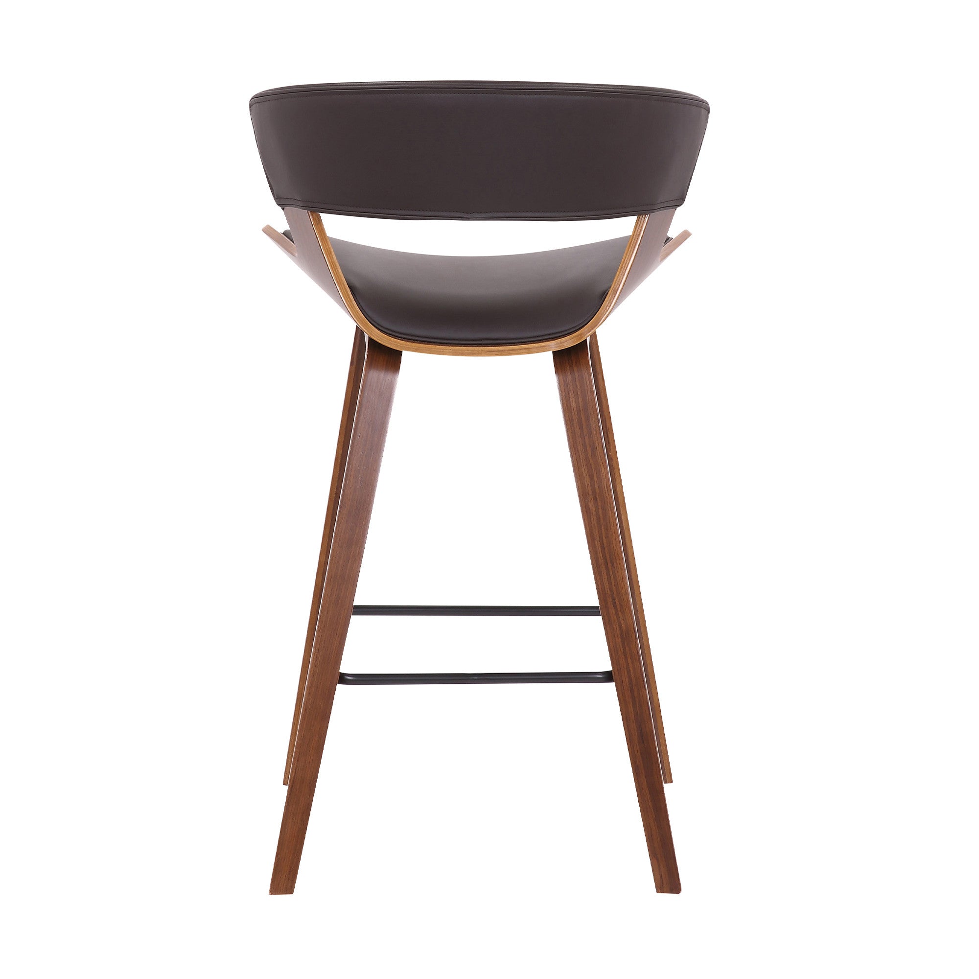 27" Brown Faux Leather And Iron Low Back Counter Height Bar Chair - Living Room