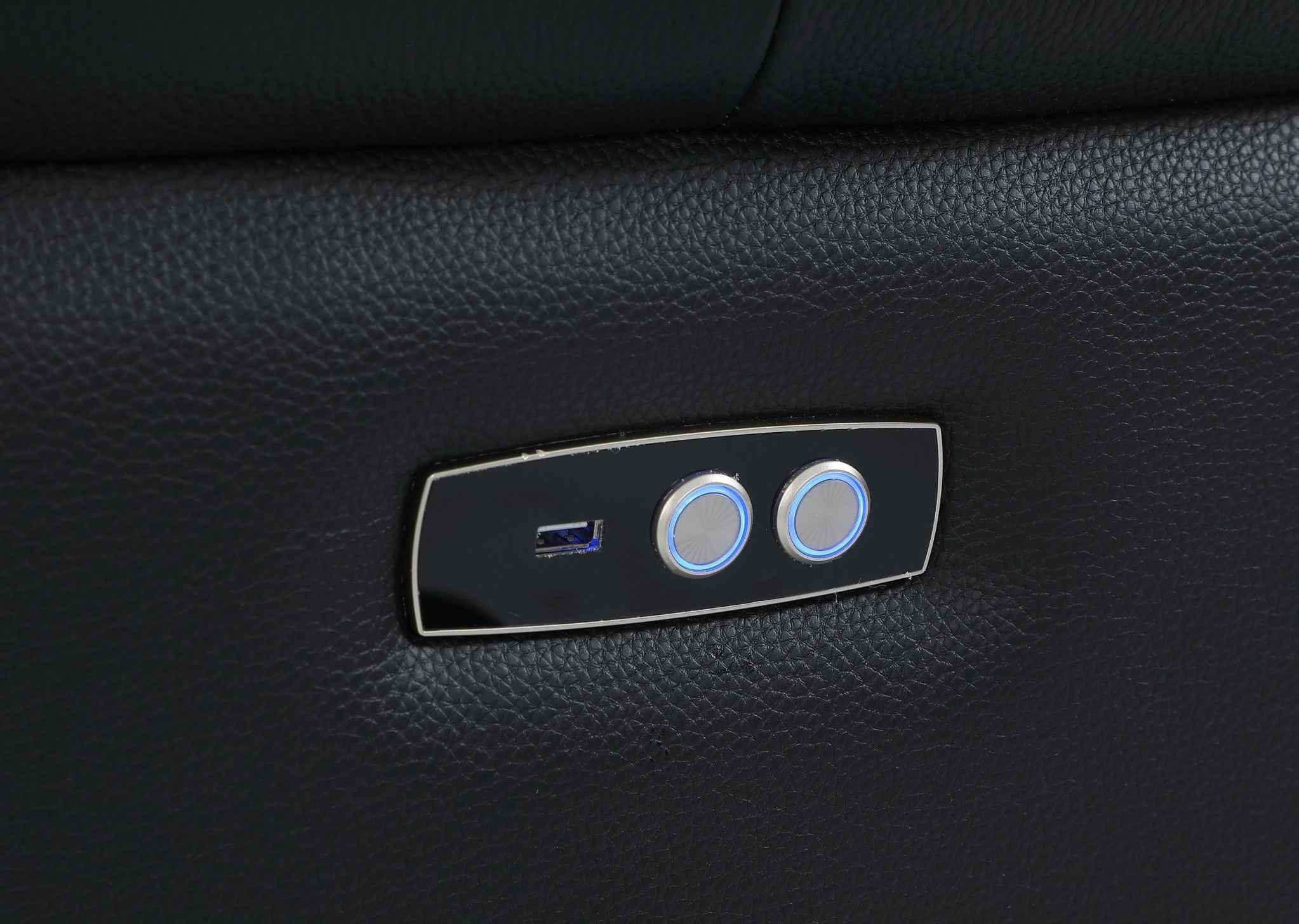 Black Italian Leather Power Reclining U Shaped Six Piece Corner Sectional With Console