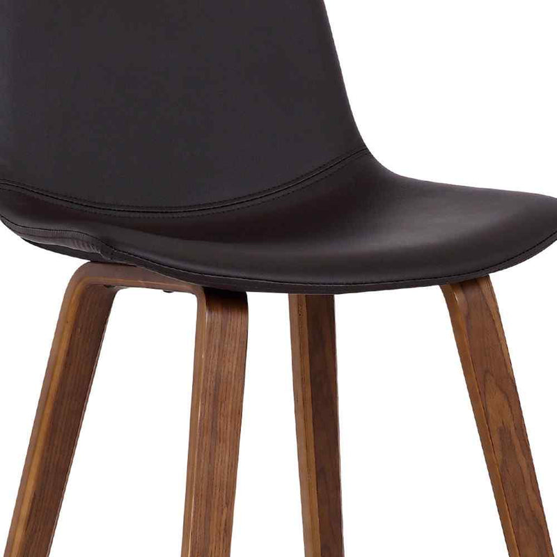 26" Brown Faux Leather And Fabric And Solid Wood Low Back Counter Height Bar Chair - Living Room