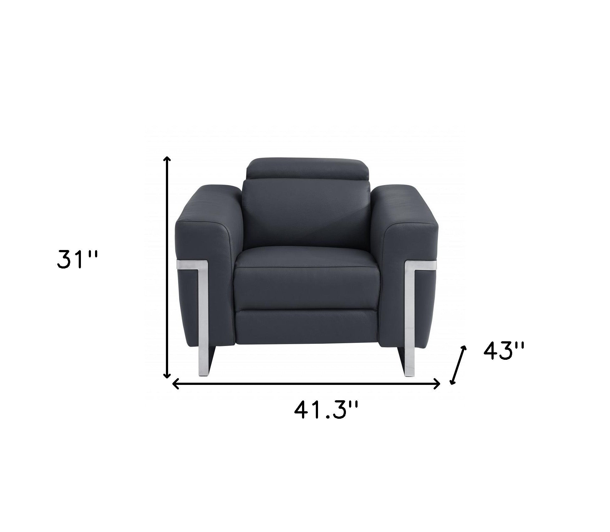 41" Dark Gray Italian Leather Power Recliner Chair Default Title