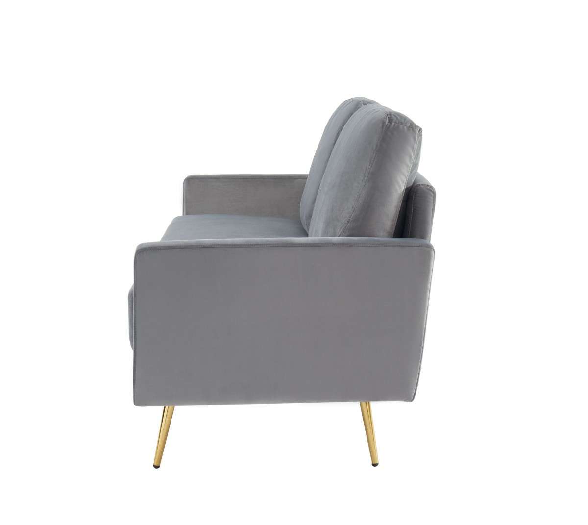 72" Gray Velvet Sofa With Brass Legs - Living Room