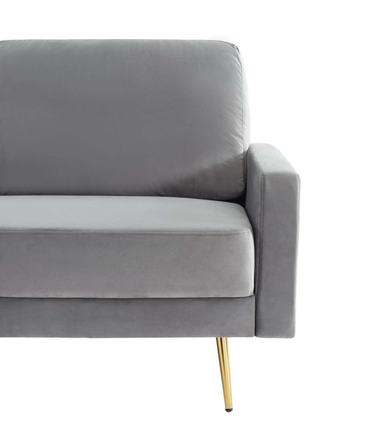 72" Gray Velvet Sofa With Brass Legs - Living Room