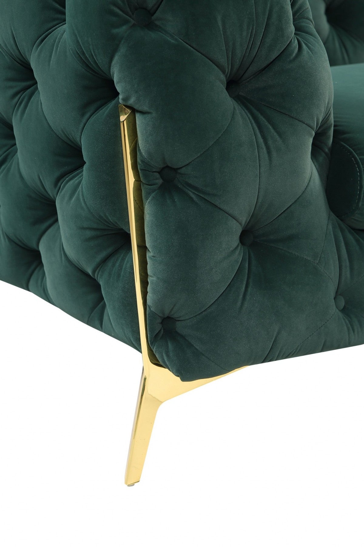 74" Emerald And Gold Velvet Loveseat - Living Room