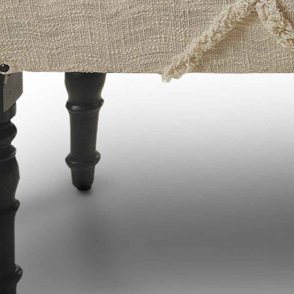 47" Cream and Black Cotton Upholstered Geometric Bench