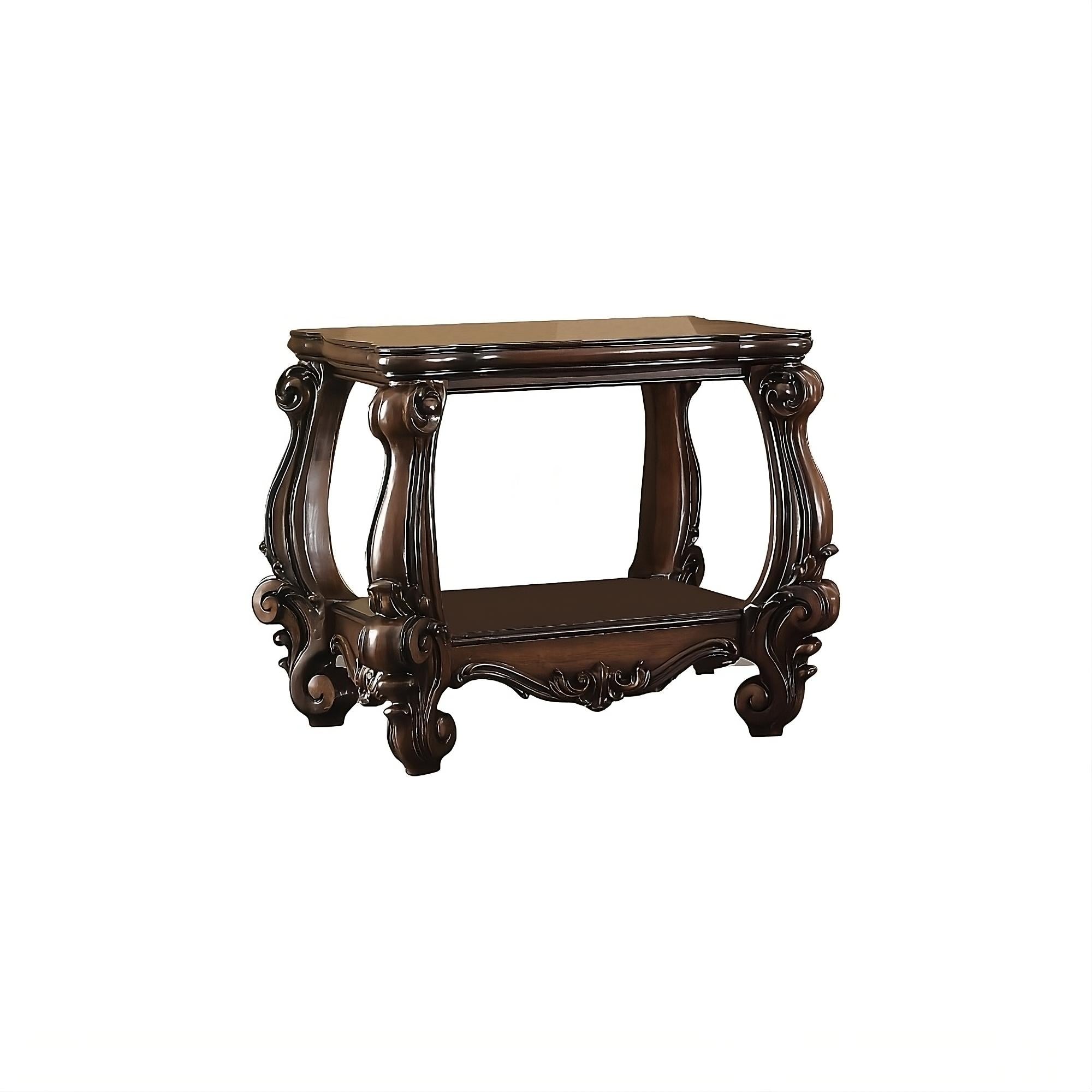26" Cherry Oak Manufactured Wood Square End Table With Shelf - Living Room