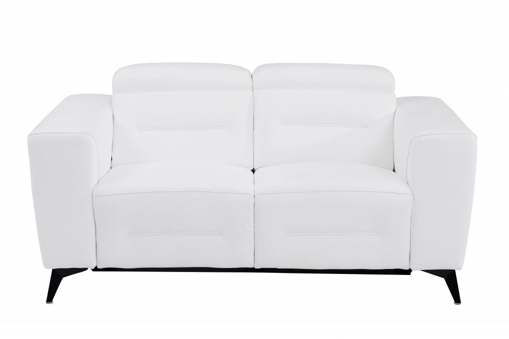 65" White And Black Italian Leather Power Reclining Loveseat Default Title